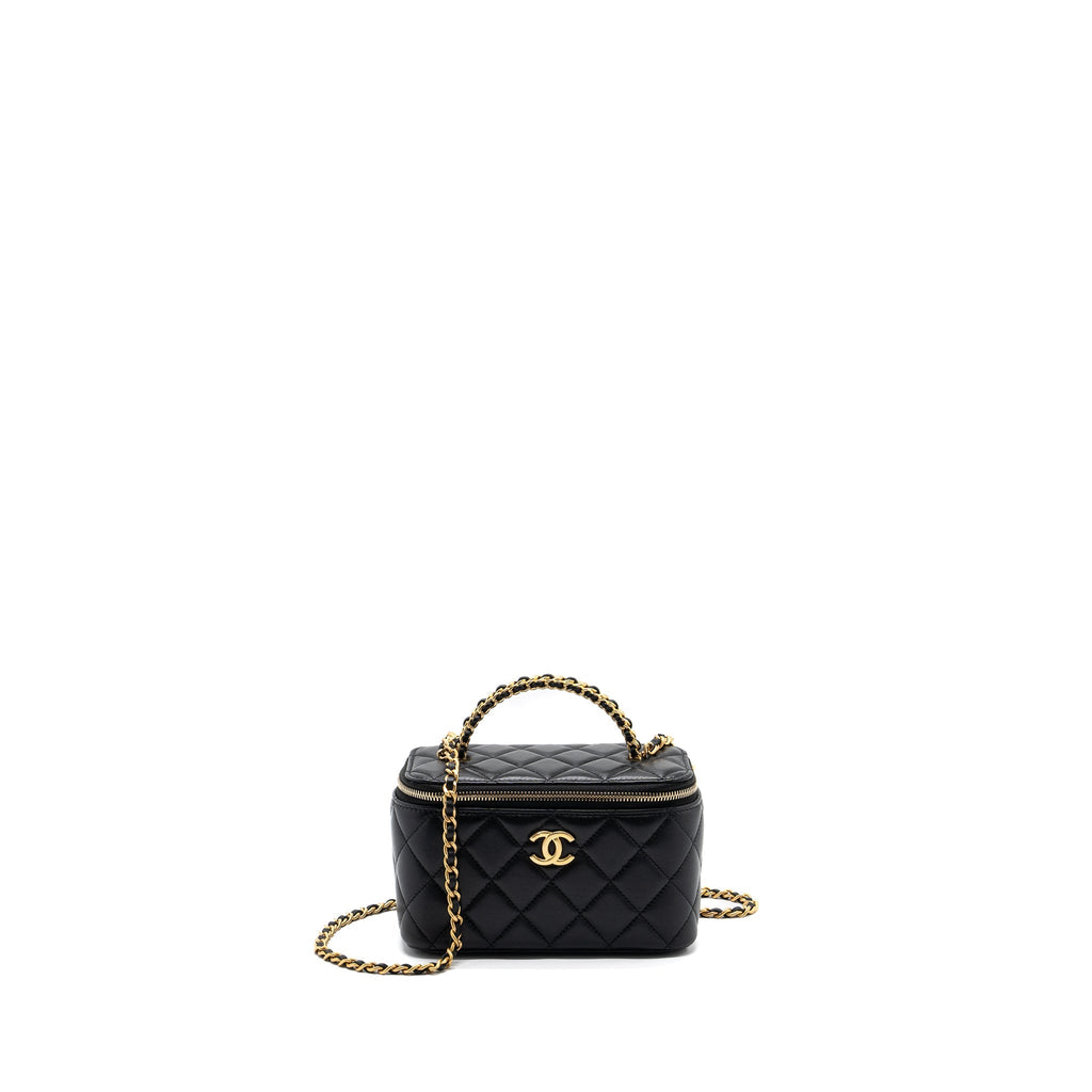 Chanel Top Handle Long Vanity Lambskin Black  (microchip)