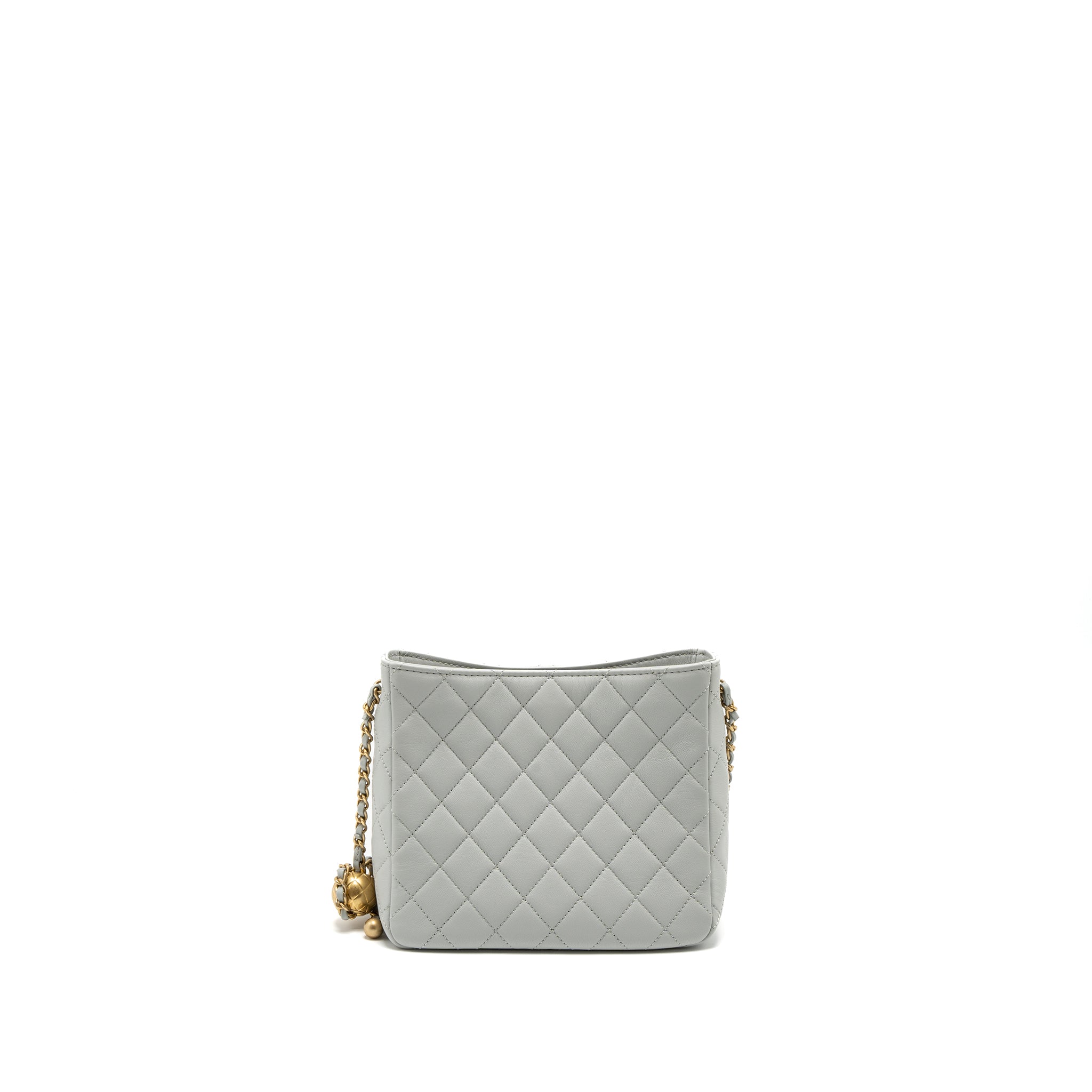 Chanel Pearl Crush Hobo Bag Lambskin Light Grey Brushed  (Microchip)