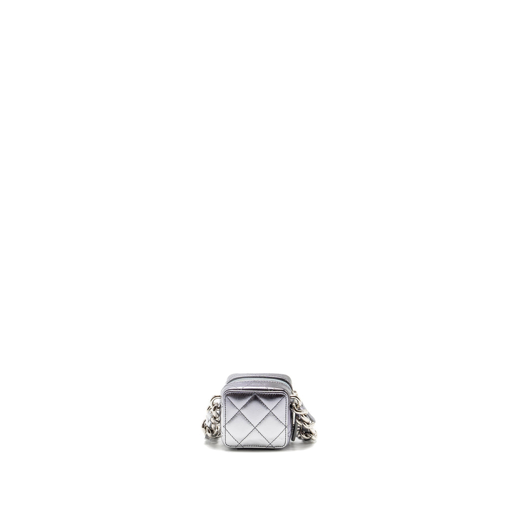 Chanel Mini Vanity with Giant Chain lambskin metallic grey