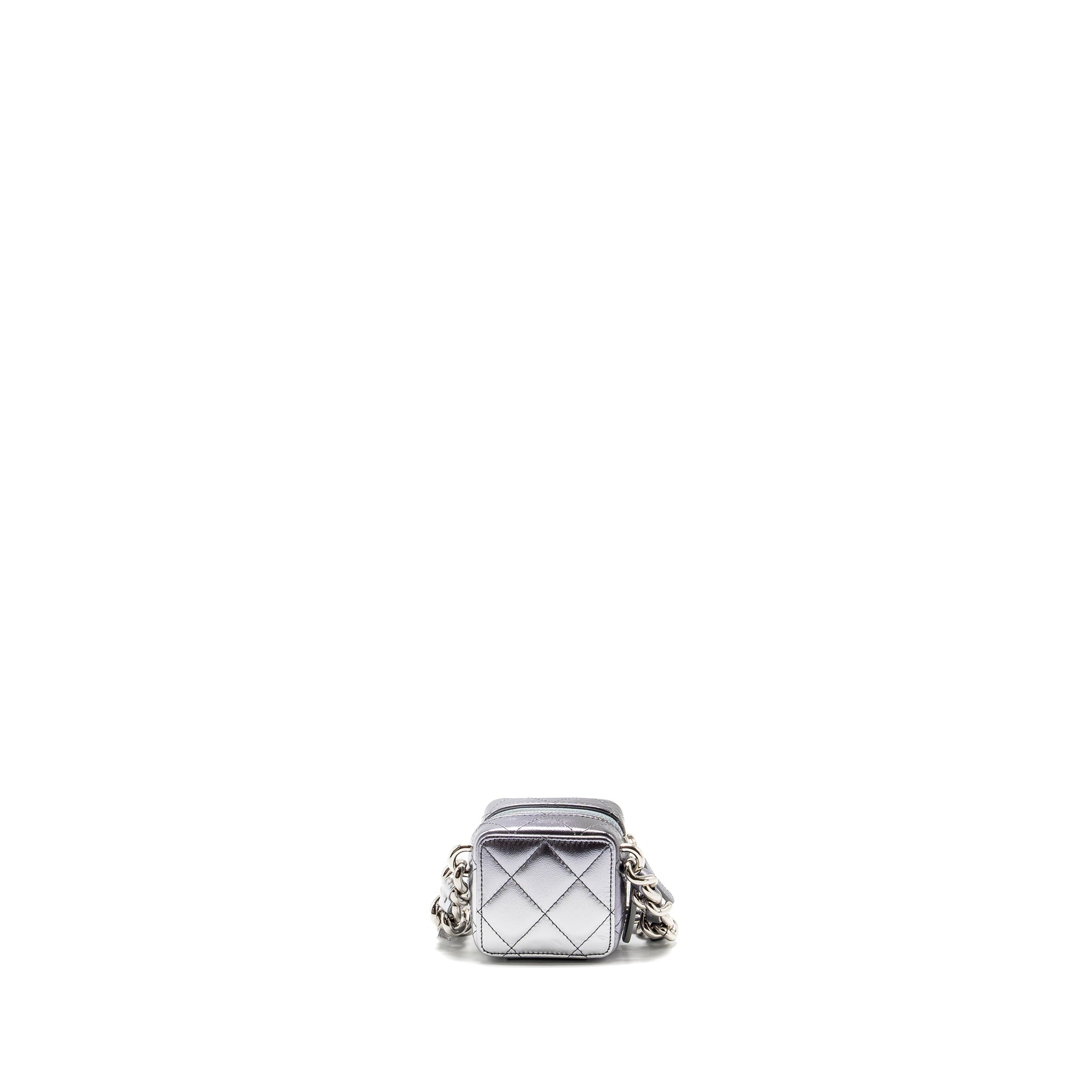 Chanel Mini Vanity with Giant Chain lambskin metallic grey