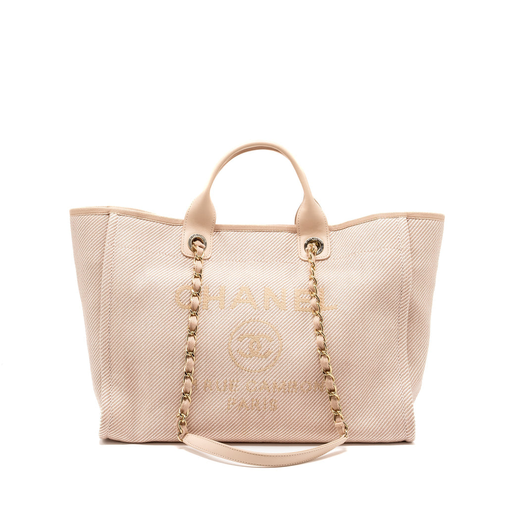 Chanel Deauville Tote Bag Canvas Light Pink L
