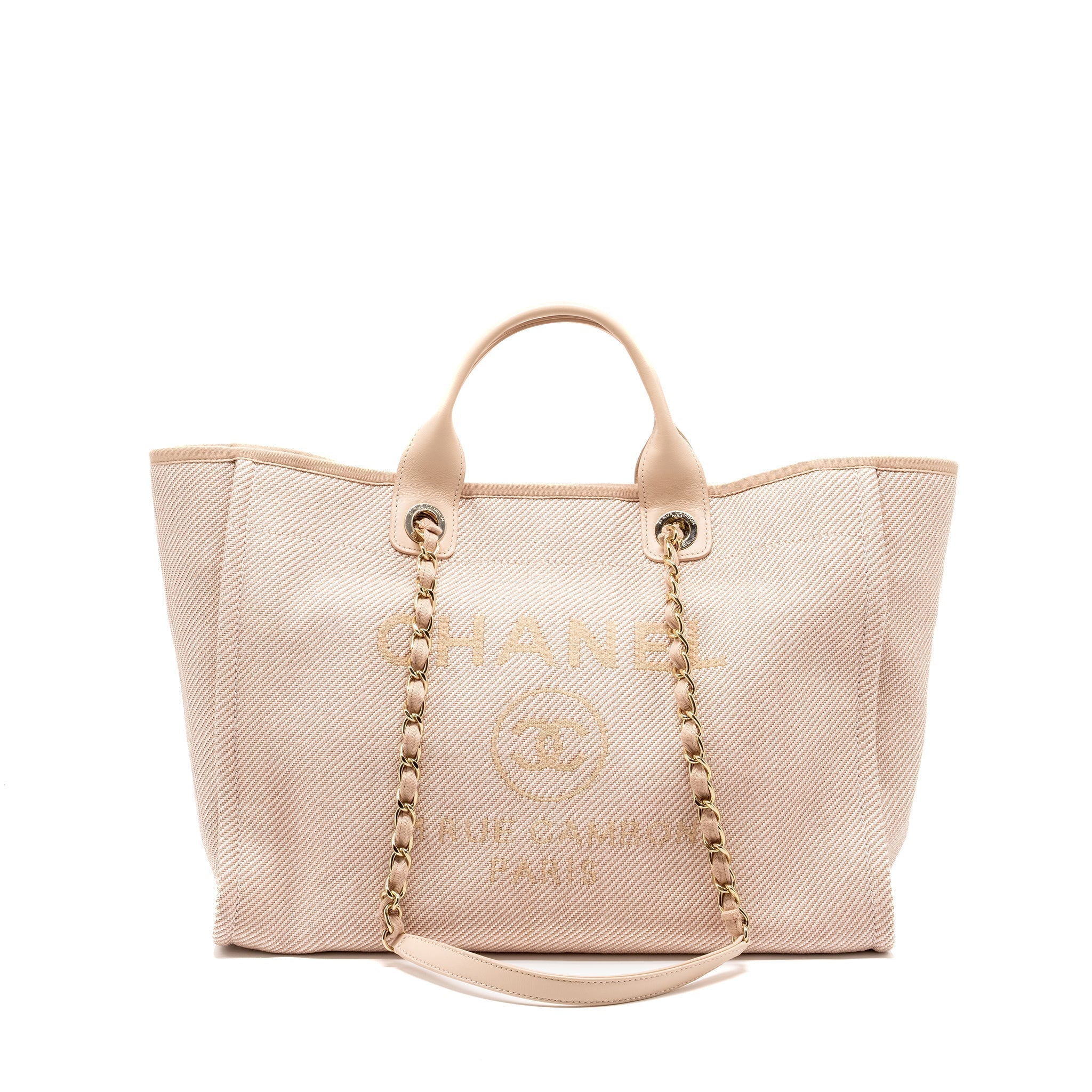Chanel Deauville Tote Bag Canvas Light Pink L
