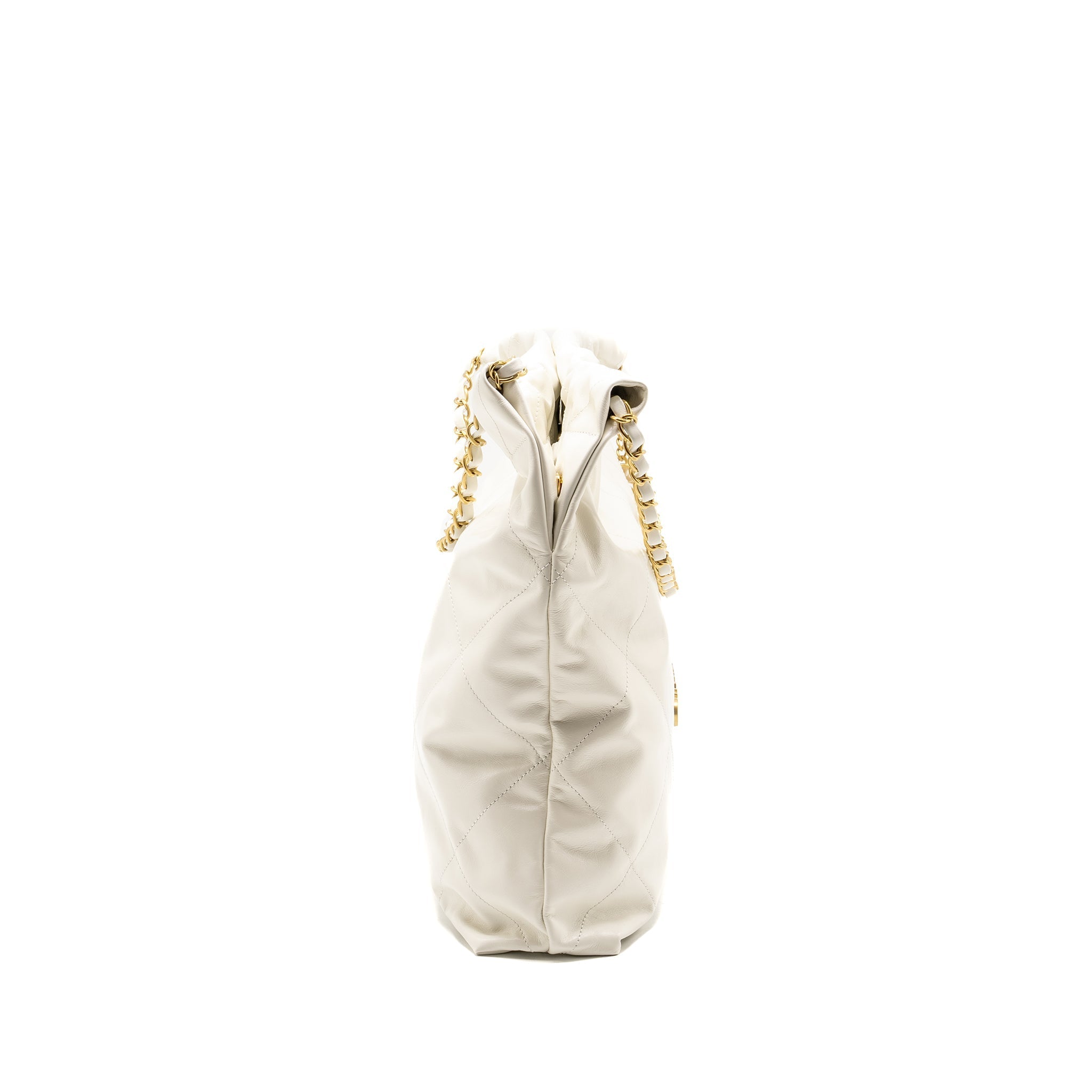Chanel Medium 22 Bag Calfskin White  (Microchip)