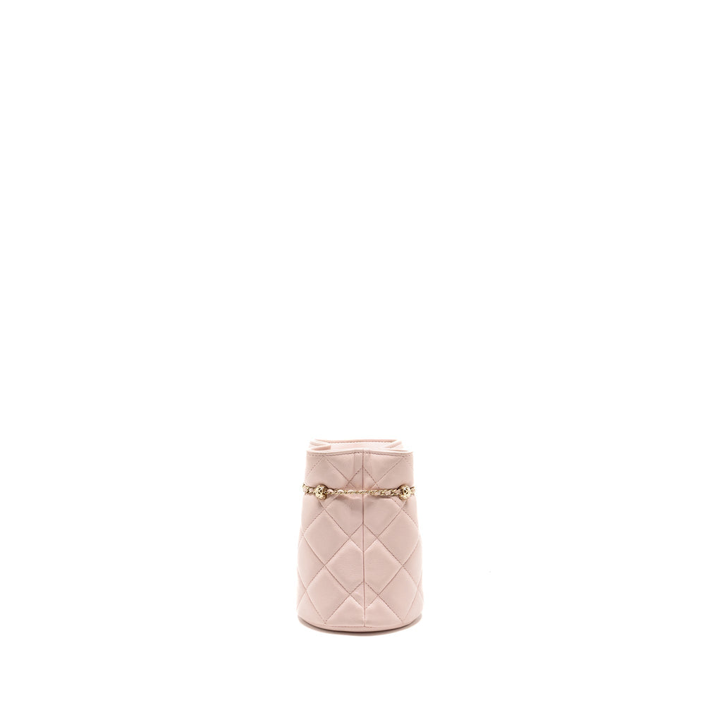 Chanel Mini Drawstring Bucket Bag Lambskin Pink L