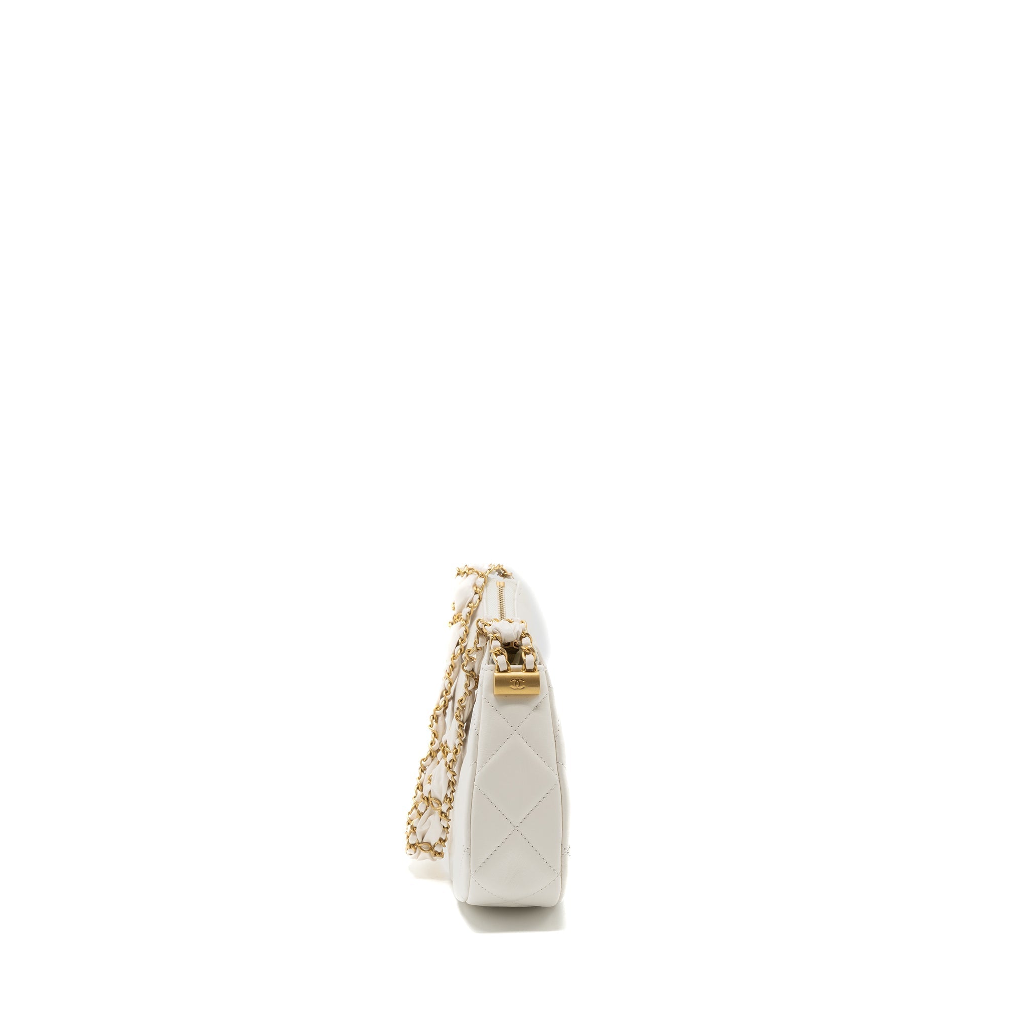 Chanel 23k Hobo Bag Calfskin White  (microchip)