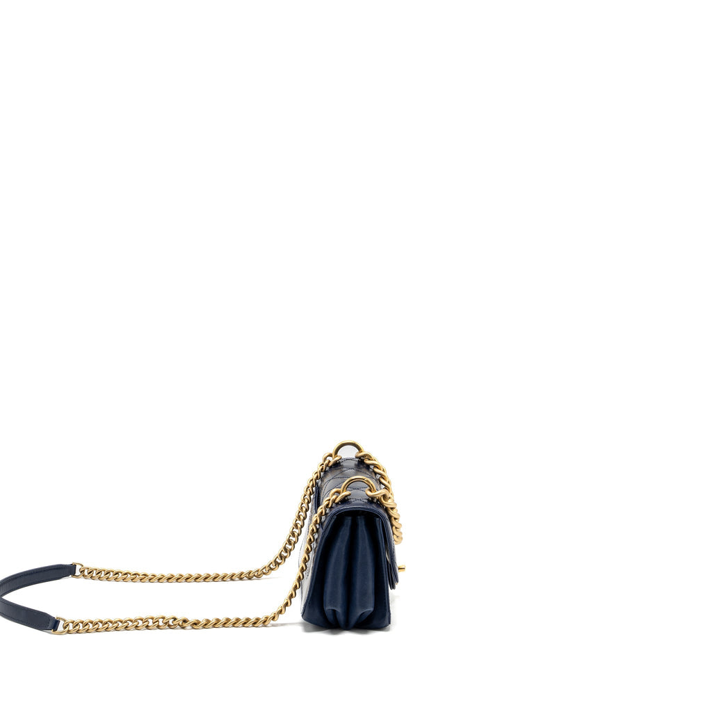 Chanel Quilted flap bag with chain handle calfskin dark blue
