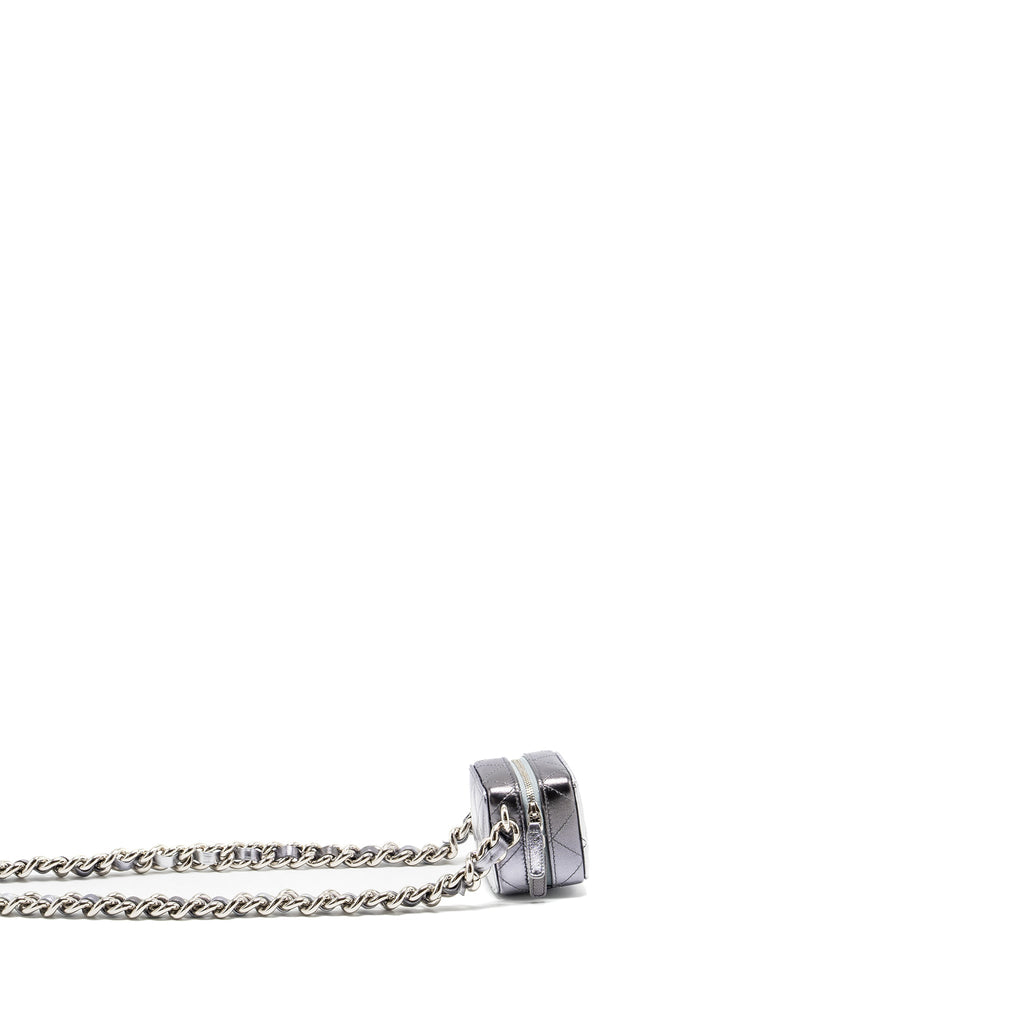 Chanel Mini Vanity with Giant Chain lambskin metallic grey