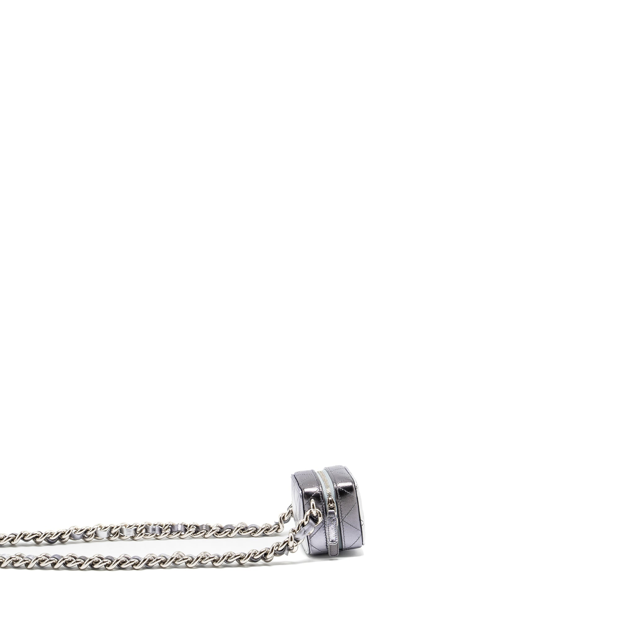 Chanel Mini Vanity with Giant Chain lambskin metallic grey