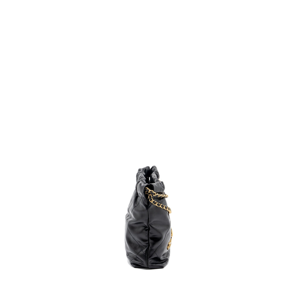 Chanel Mini 22 Bag Shiny Calfskin Black (Microchip)