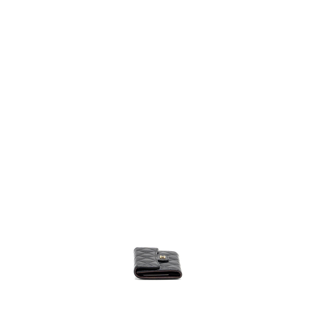 Chanel classic compact wallet caviar black