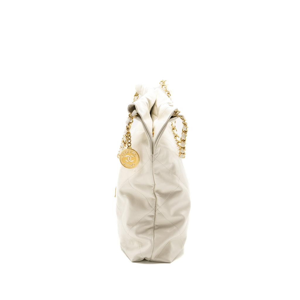 Chanel Medium 22 Bag Calfskin White  (Microchip)