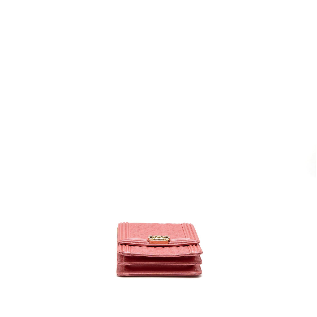 Chanel Vertical Boy Bag Metallic Grained Calfskin Pink L
