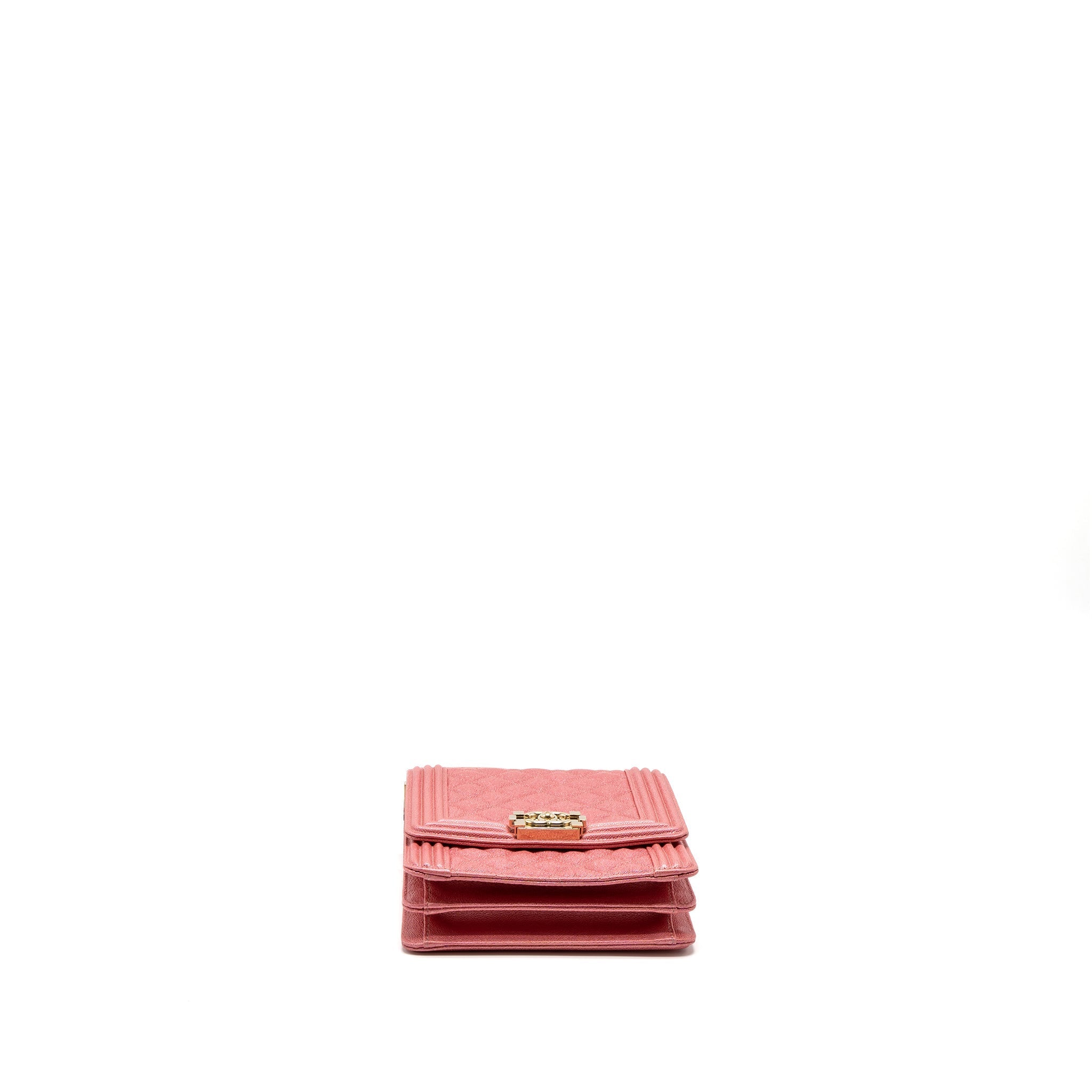 Chanel Vertical Boy Bag Metallic Grained Calfskin Pink L