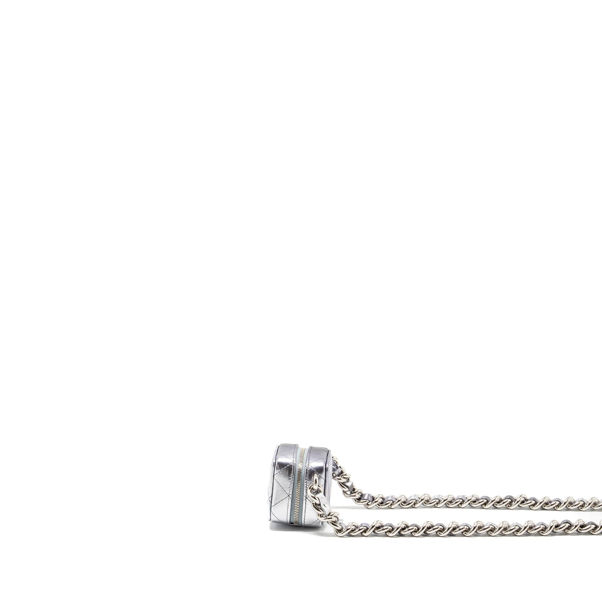 Chanel Mini Vanity with Giant Chain lambskin metallic grey