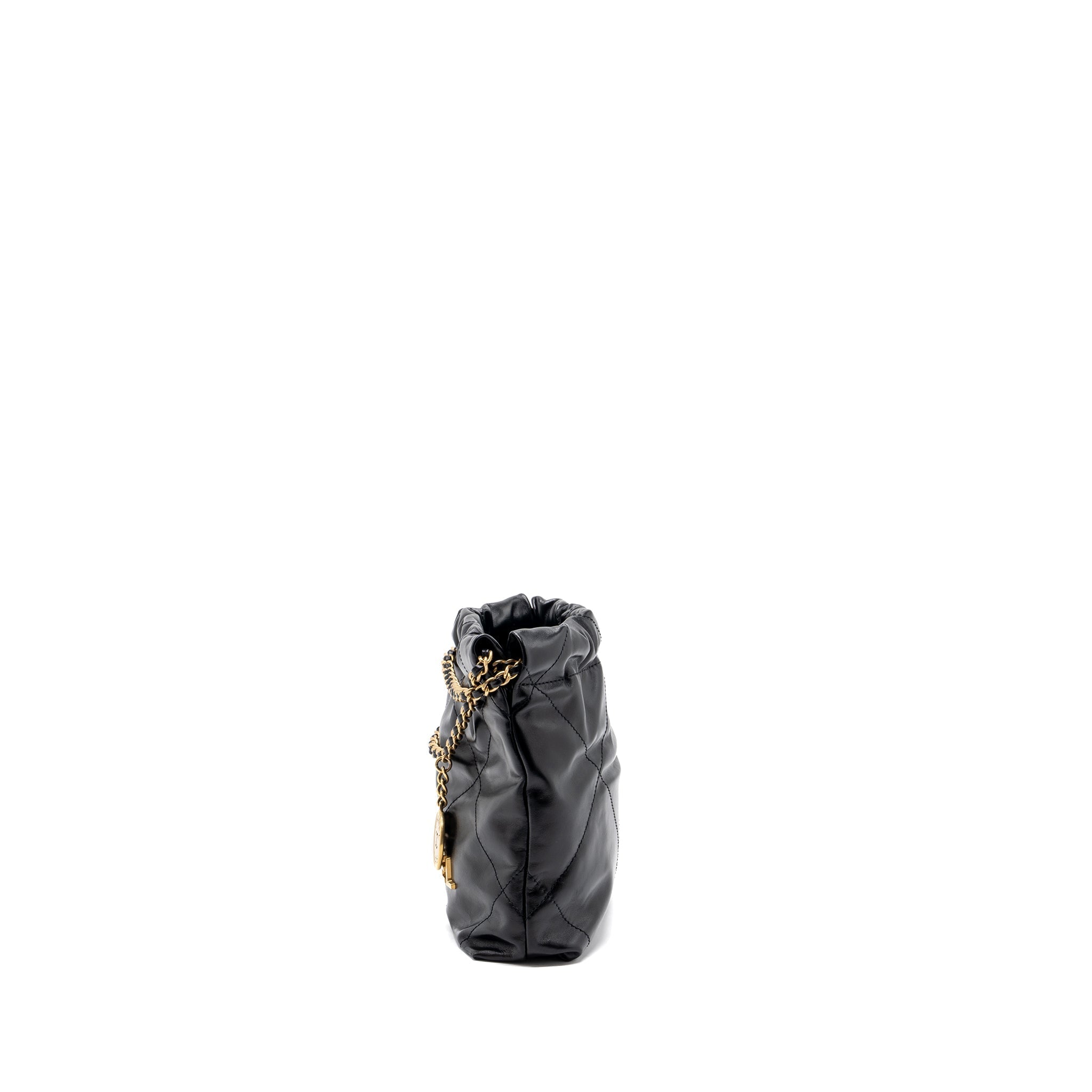Chanel Mini 22 Bag Shiny Calfskin Black (Microchip)