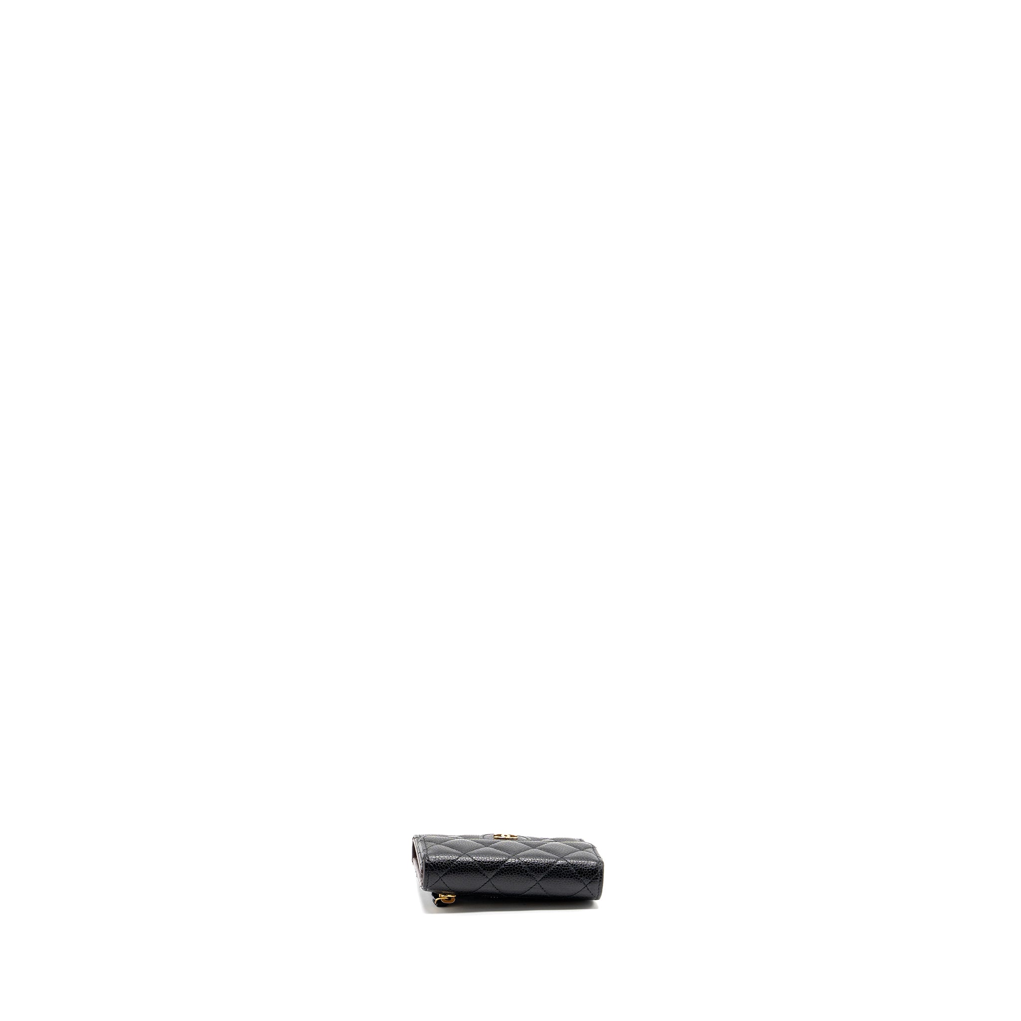 Chanel classic compact wallet caviar black