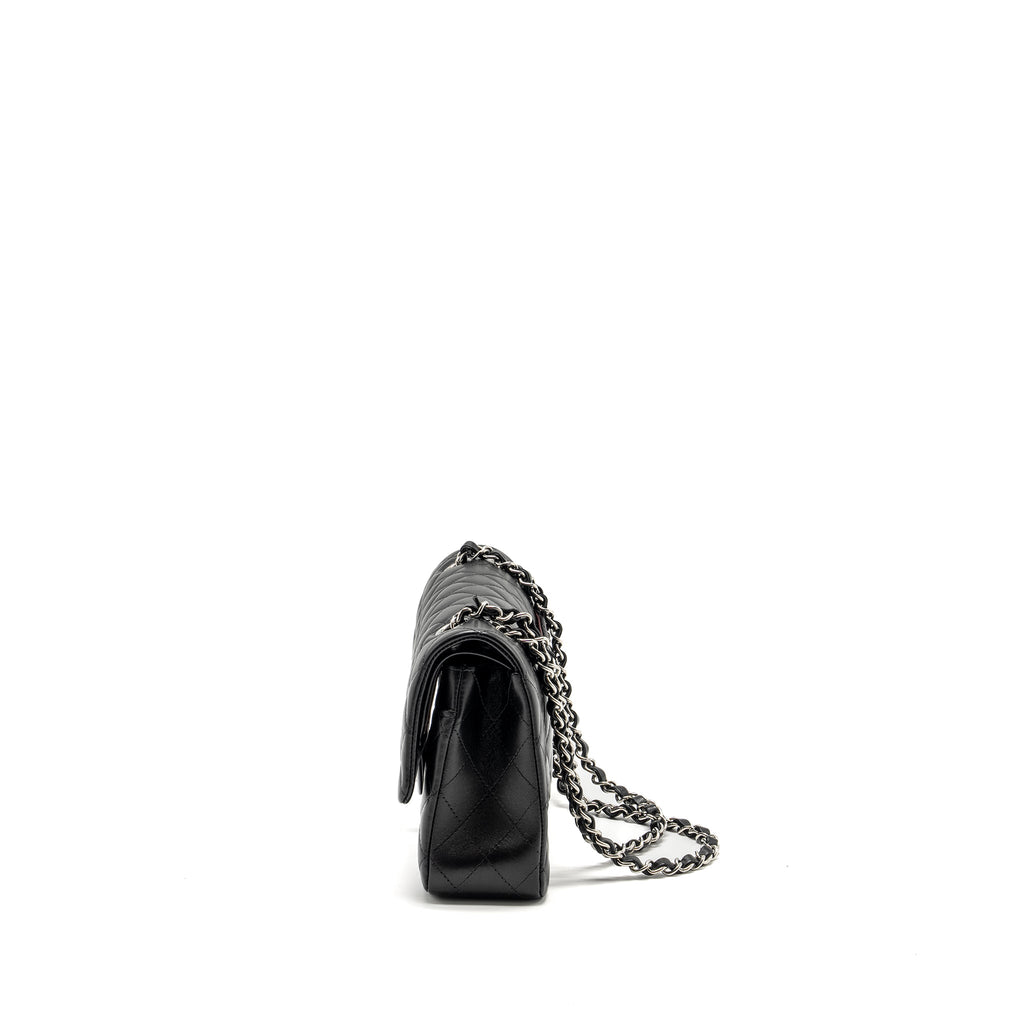 Chanel Medium Classic Double Flap Bag Lambskin Black  (microchip)