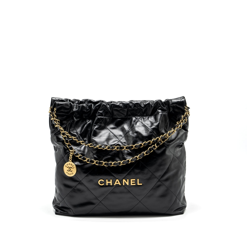CHANEL medium 22 Bag Shiny Calfskin Black