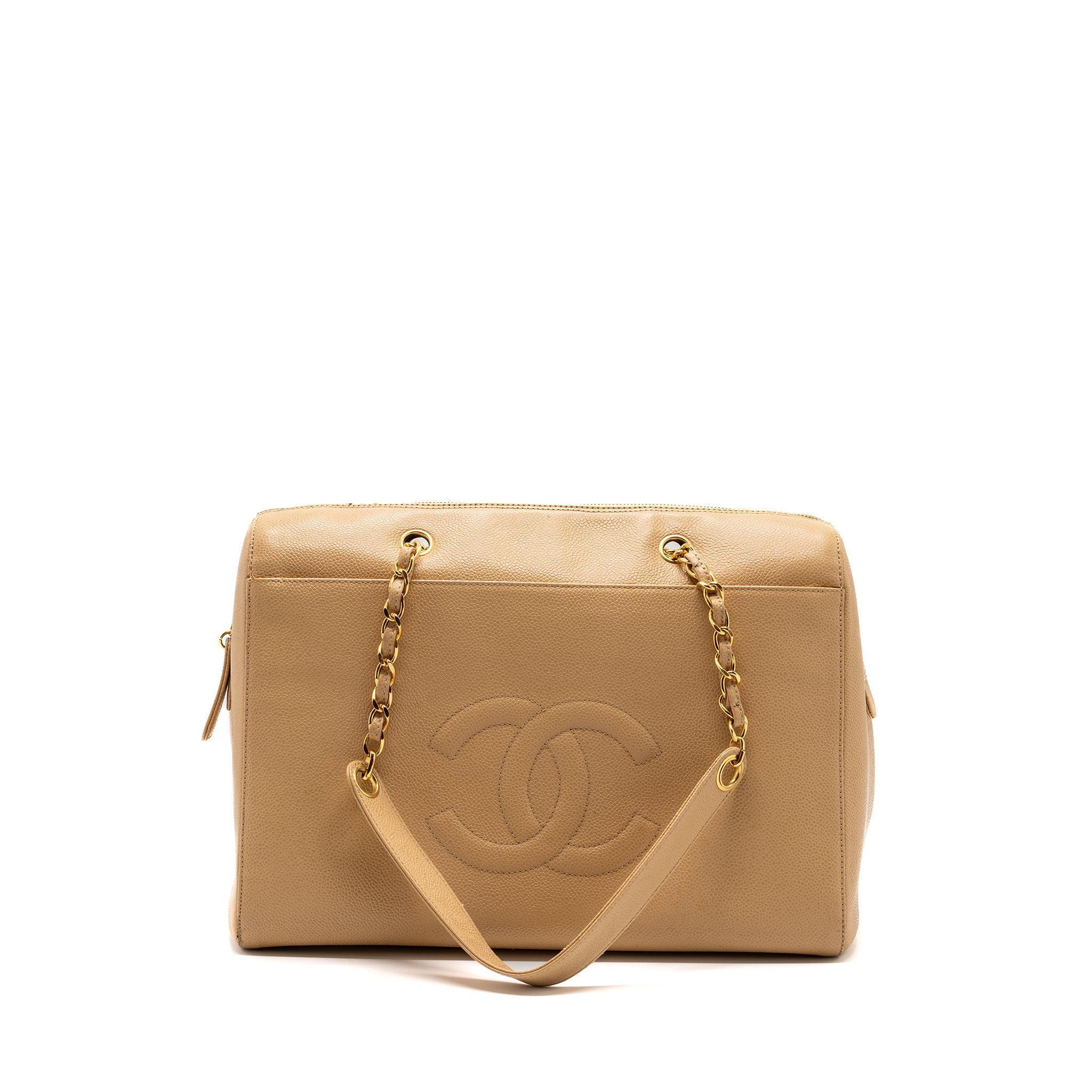 Chanel Vintage Tote Bag Caviar Beige
