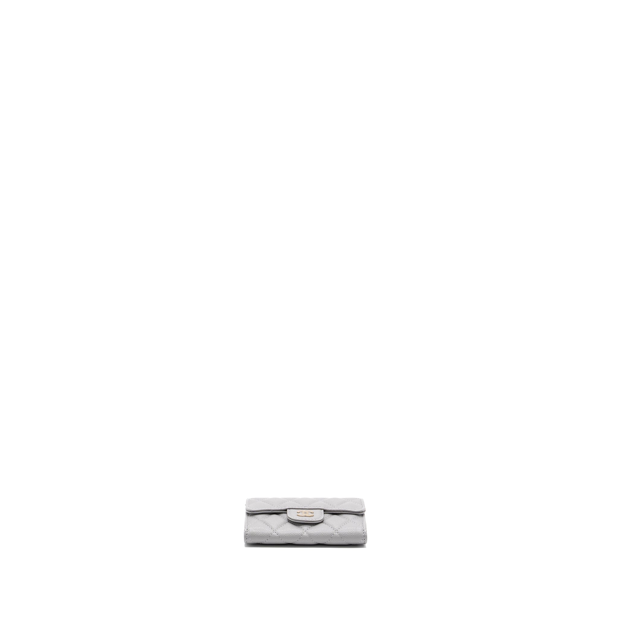 Chanel Classic Flap Card Holder Caviar Light Grey L