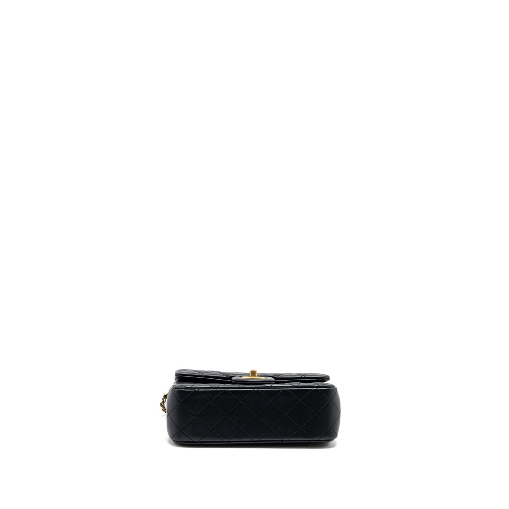 Chanel Pearl Crush Mini Rectangular Flap Bag Lambskin Black  (microchip)