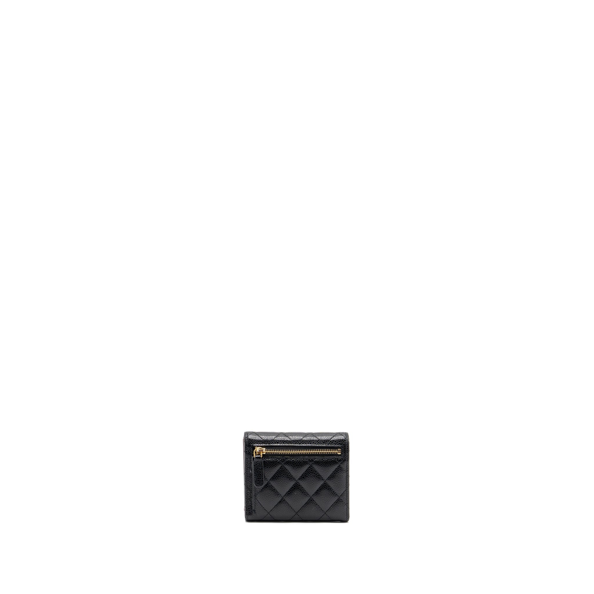 Chanel classic compact wallet caviar black