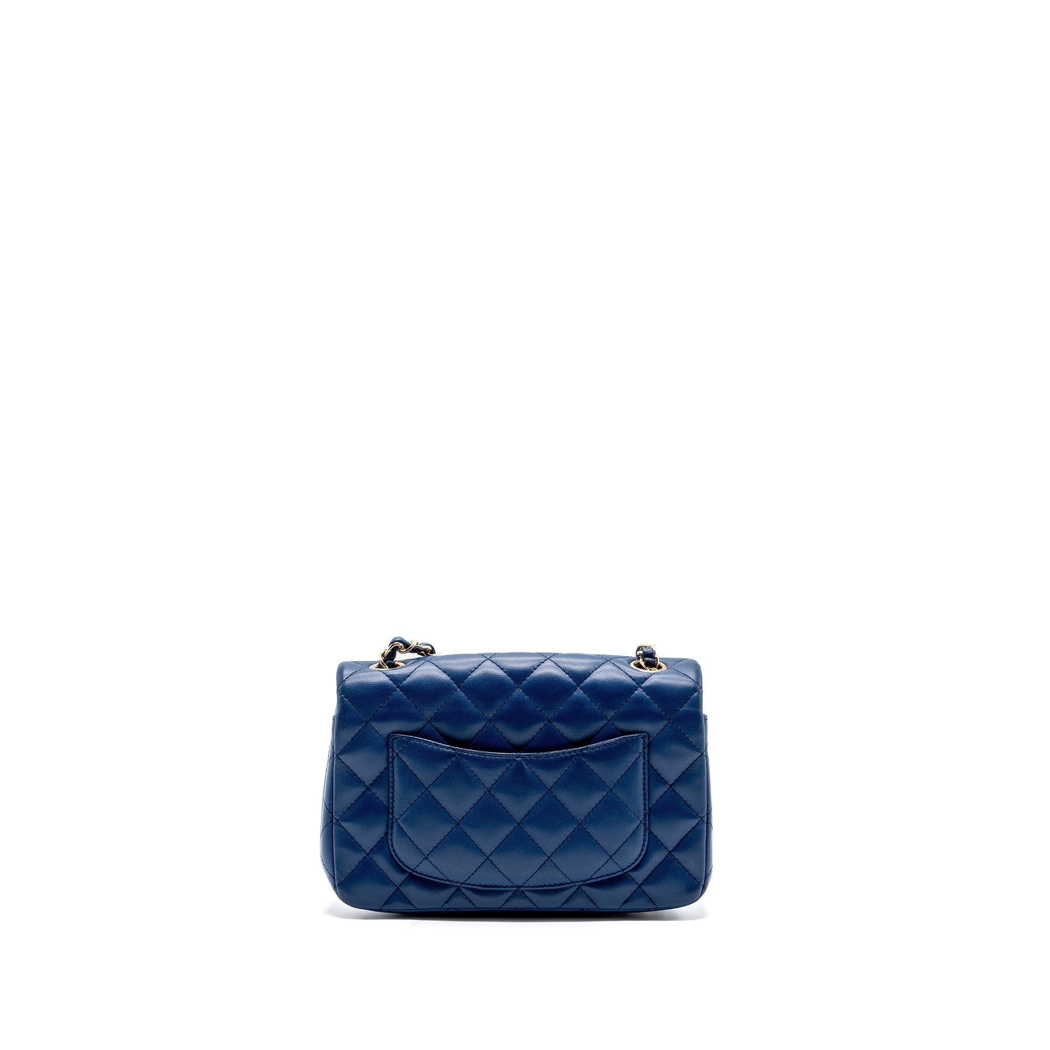 Chanel mini rectangular flap bag lambskin Blue L
