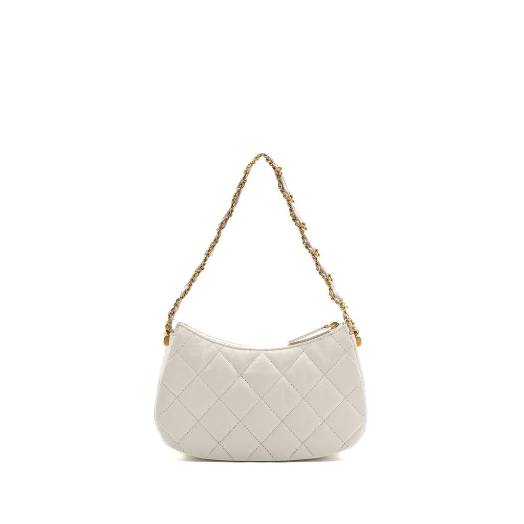 Chanel 23k Hobo Bag Calfskin White  (microchip)