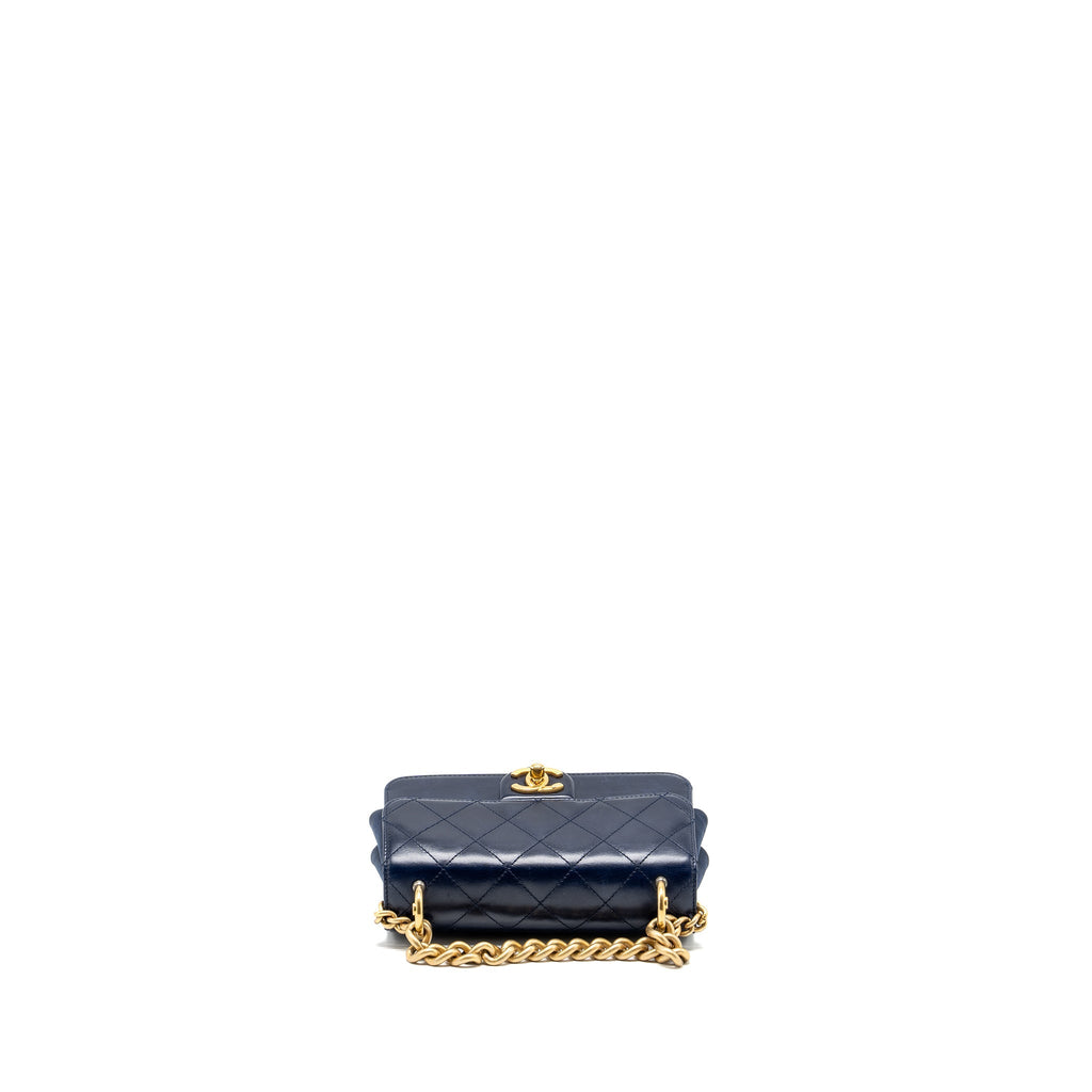 Chanel Quilted flap bag with chain handle calfskin dark blue