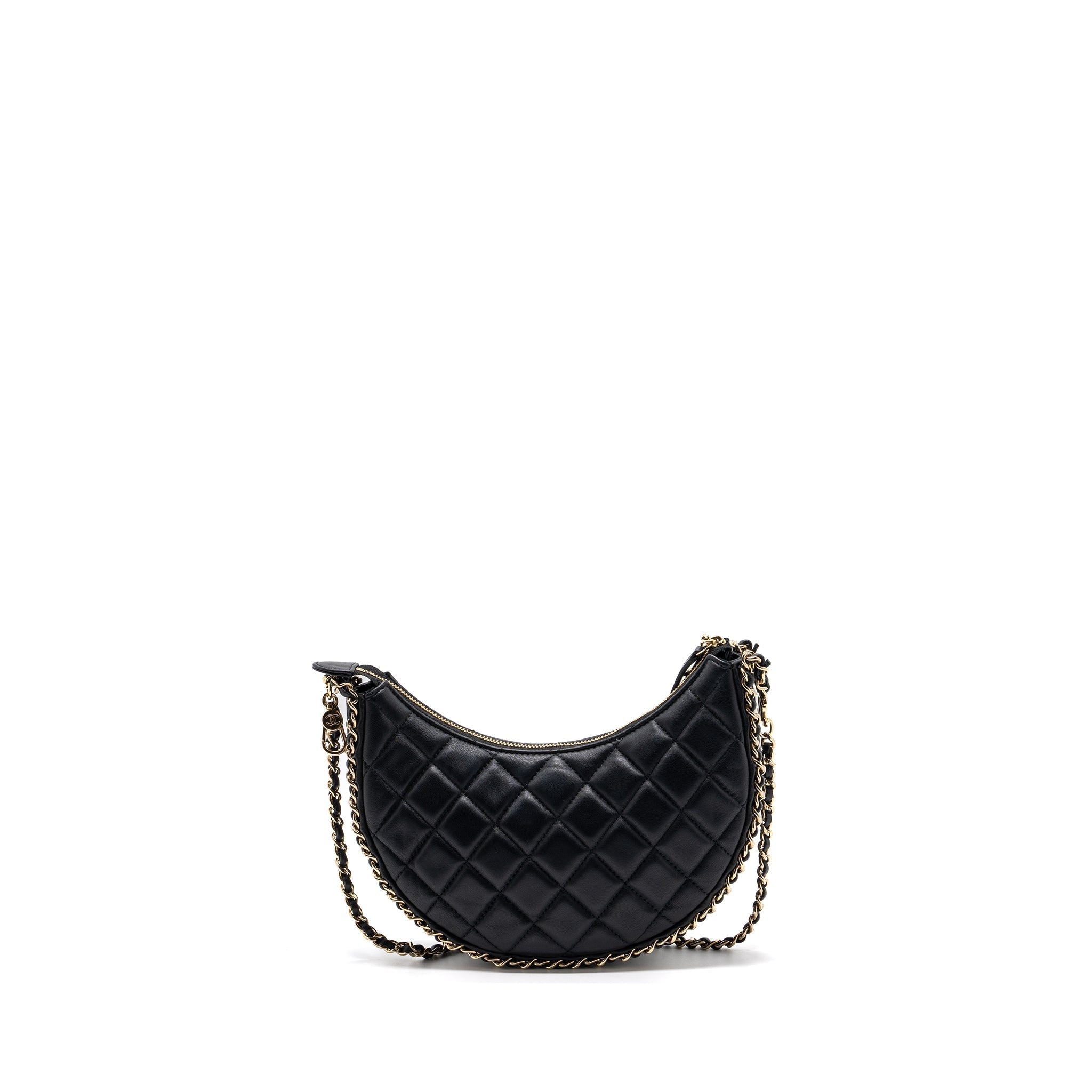 Chanel Small Moon Hobo Bag Lambskin Black L (microchip)