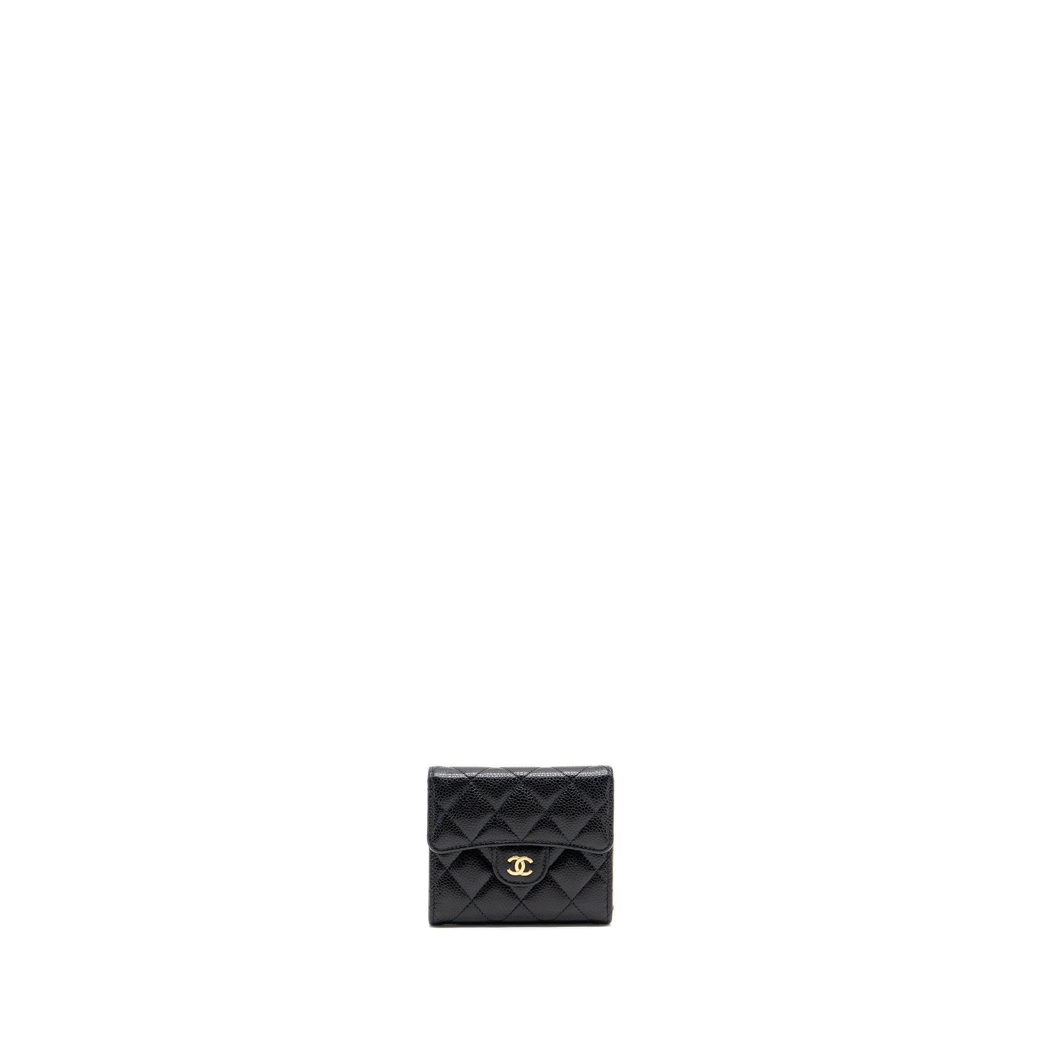 Chanel classic compact wallet caviar black