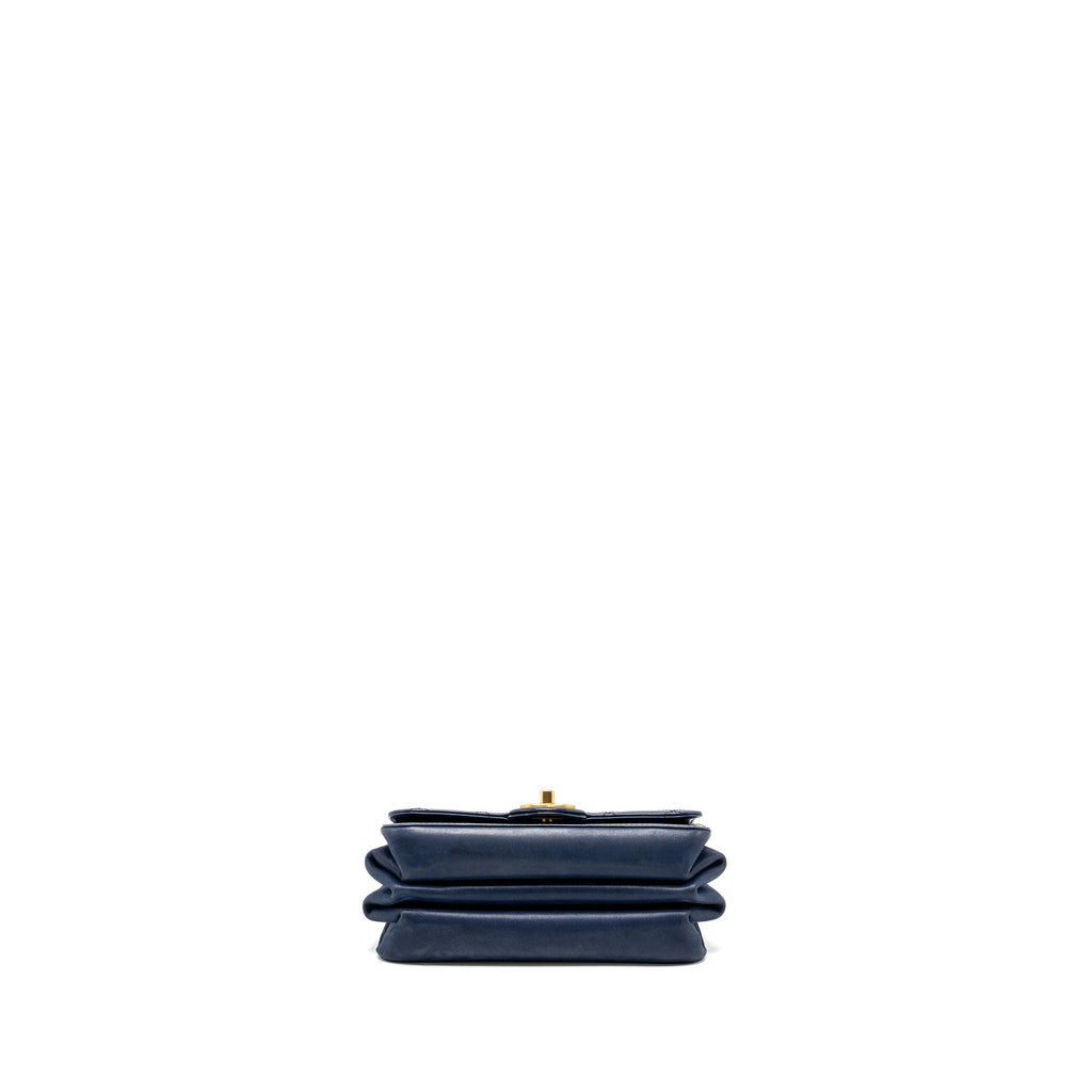 Chanel Quilted flap bag with chain handle calfskin dark blue