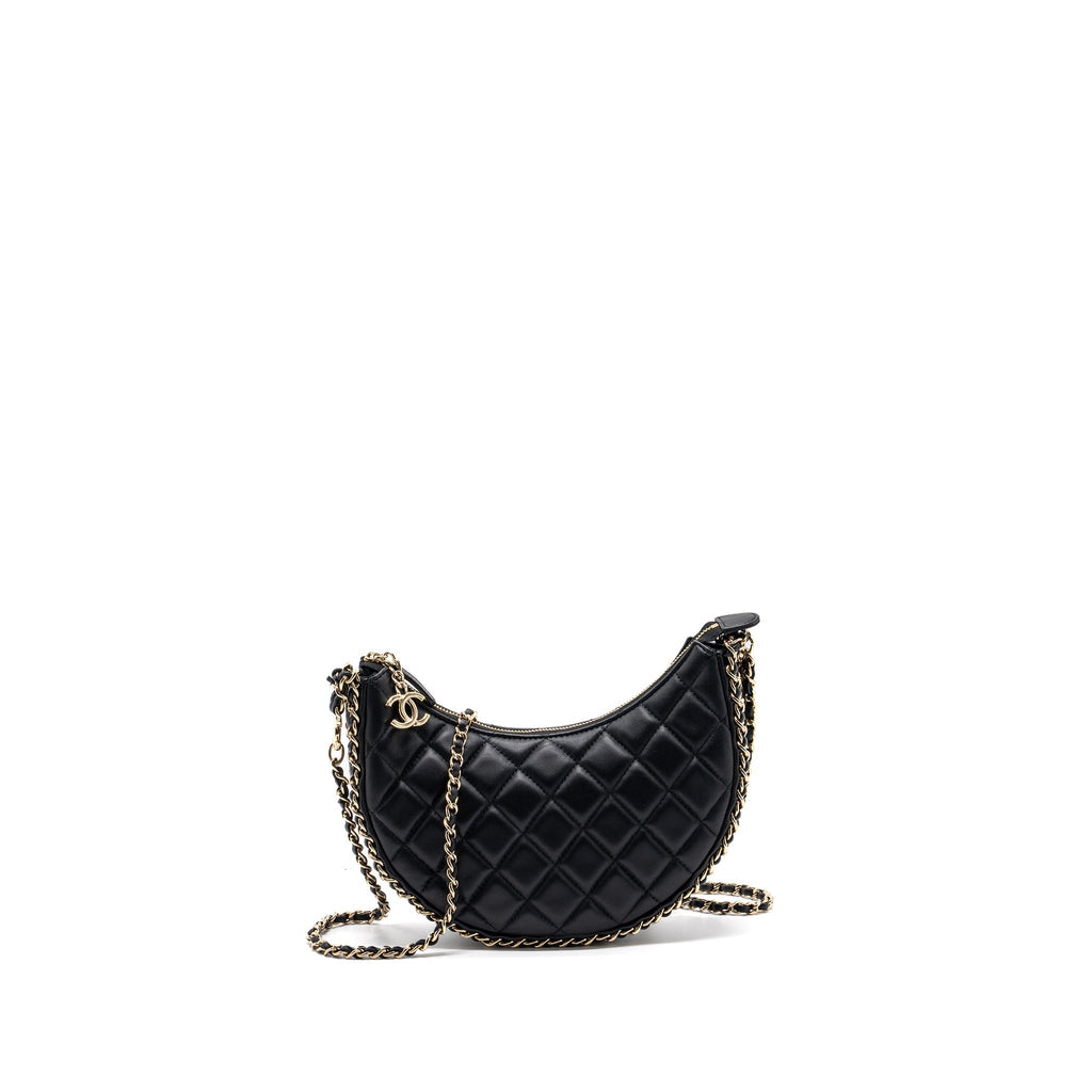 Chanel Small Moon Hobo Bag Lambskin Black L (microchip)