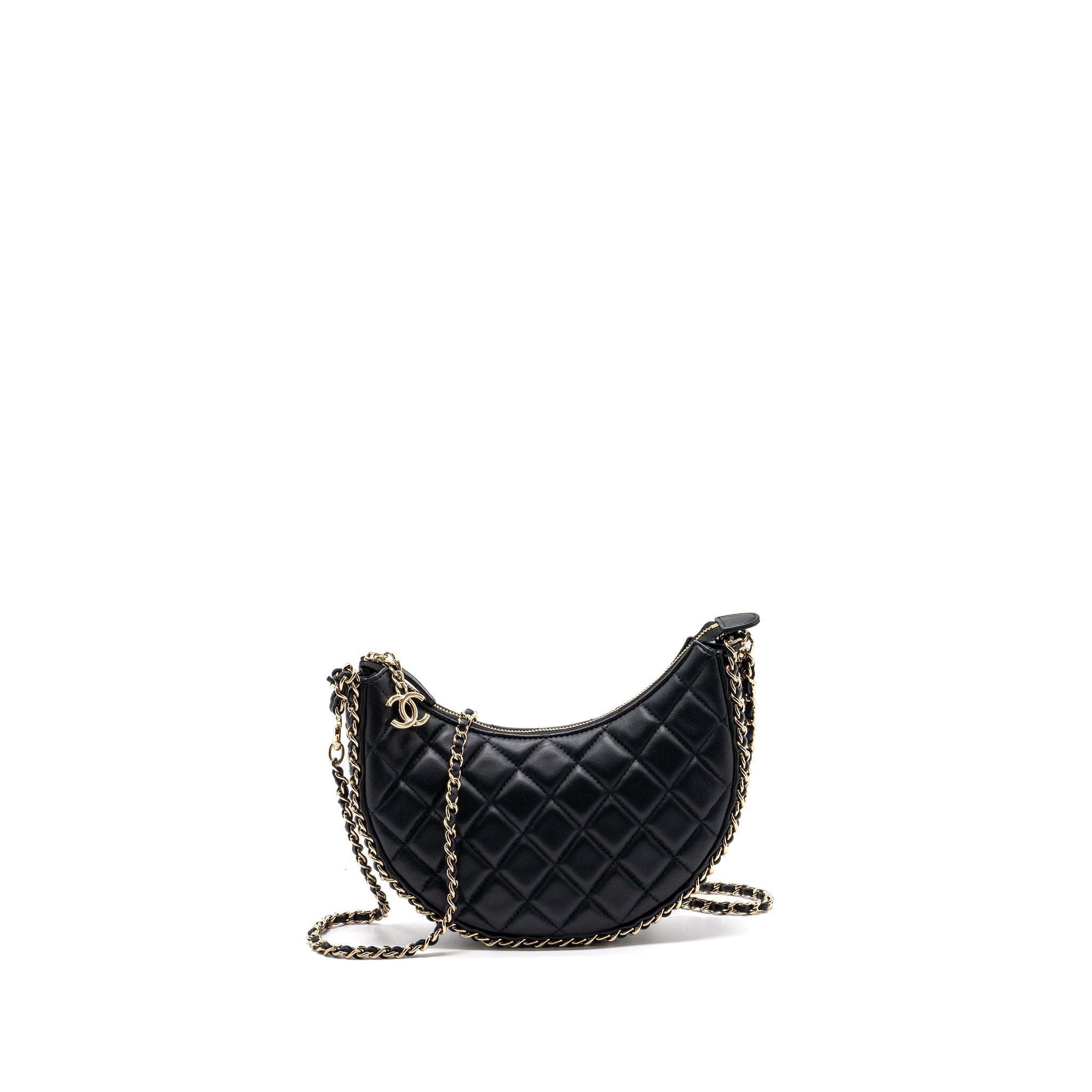 Chanel Small Moon Hobo Bag Lambskin Black L (microchip)
