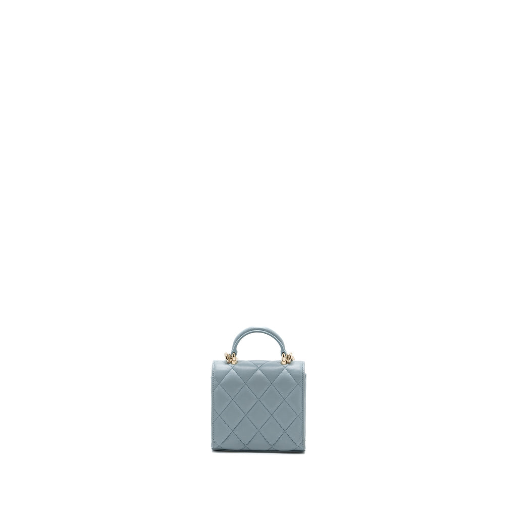 Chanel top handle mini flap bag lambskin light blue L