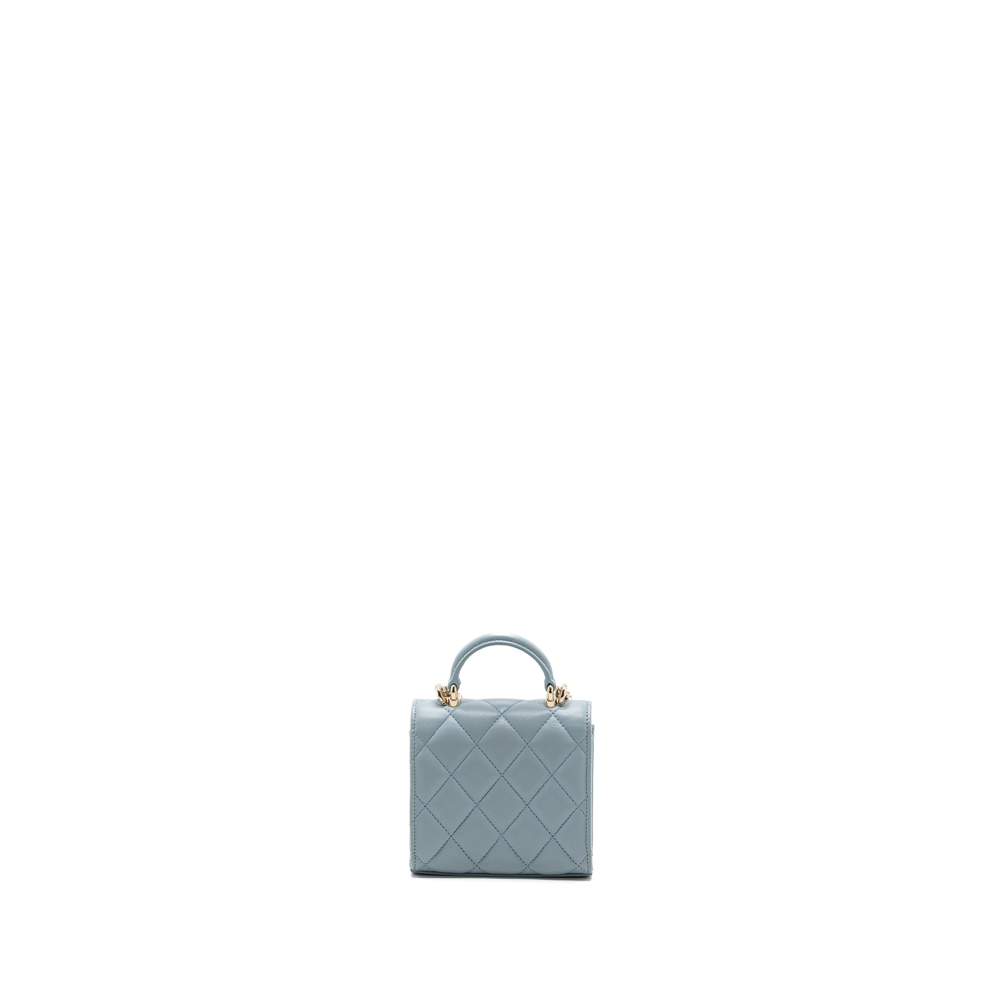 Chanel top handle mini flap bag lambskin light blue L