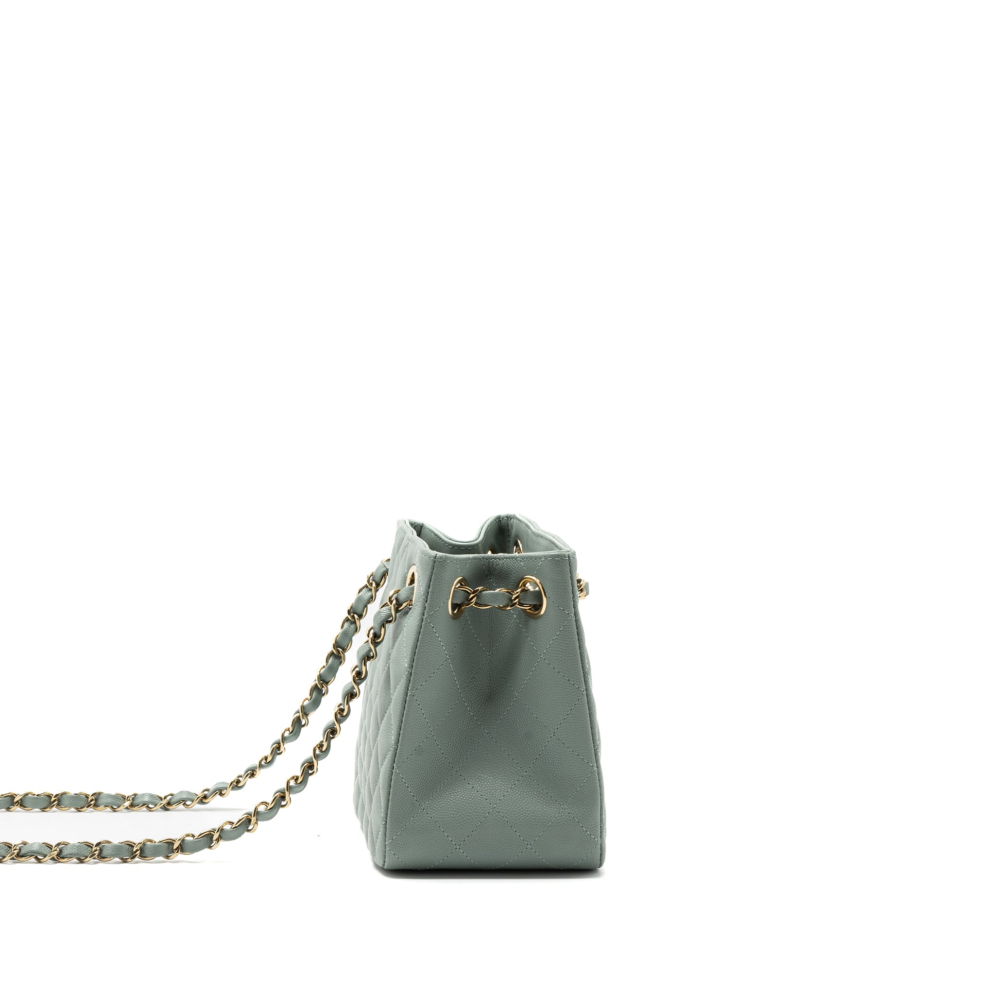 Chanel 23C mini bucket tote bag caviar light grey L (microchip)