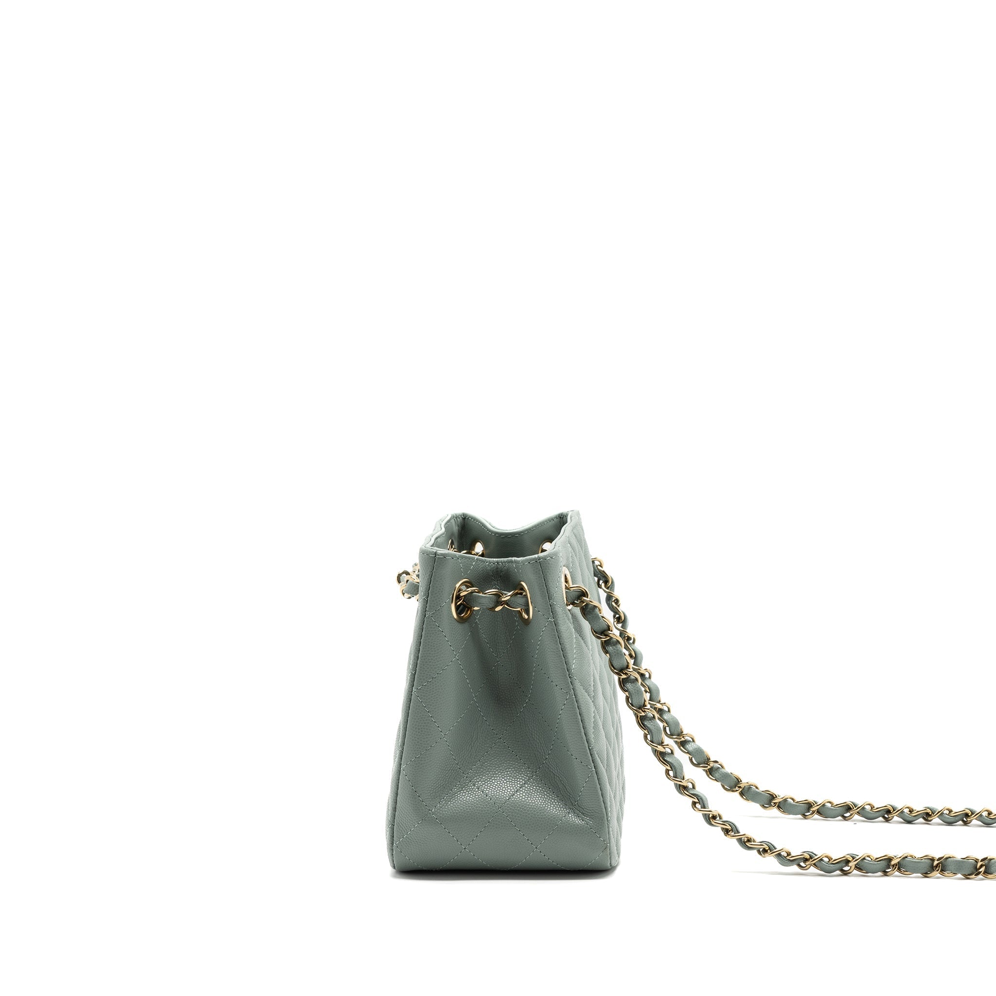 Chanel 23C mini bucket tote bag caviar light grey L (microchip)