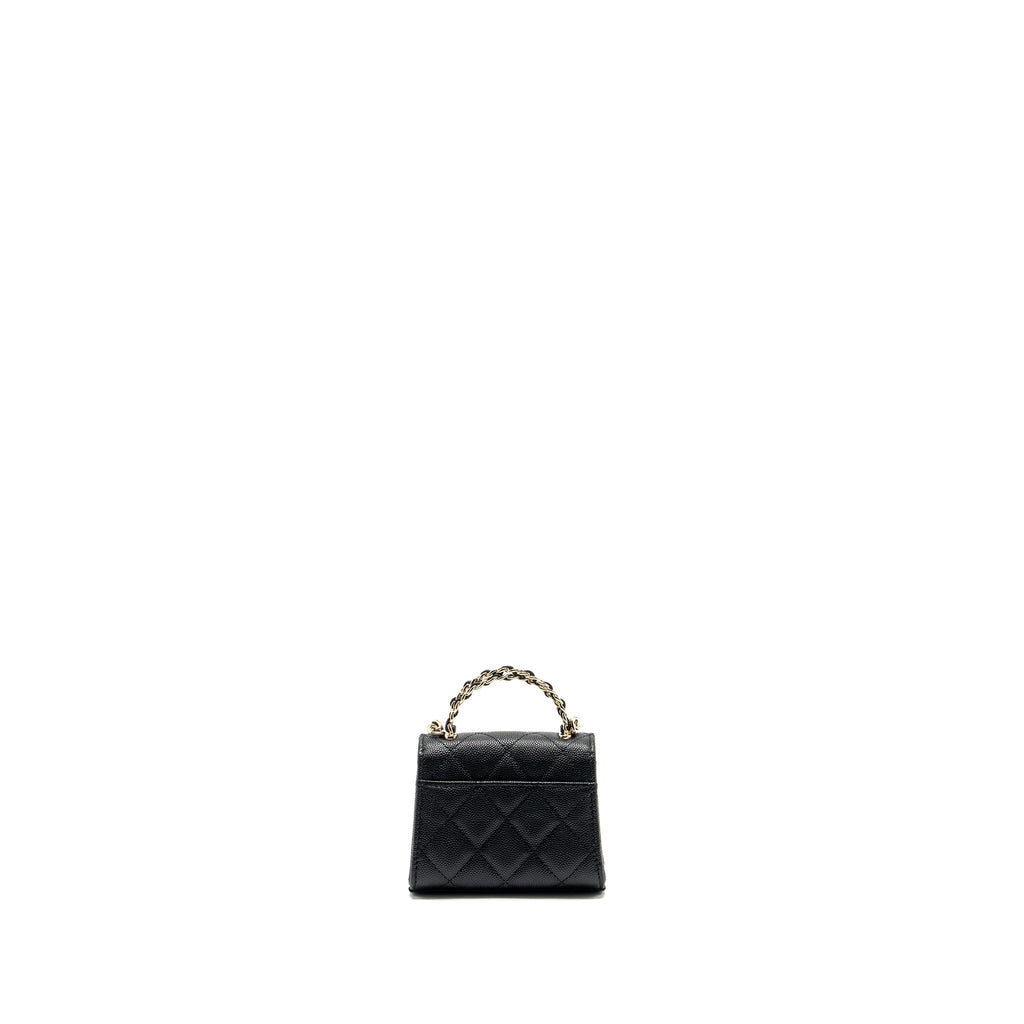 Chanel Mini Top Handle Flap Bag Caviar Black L (Microchip)