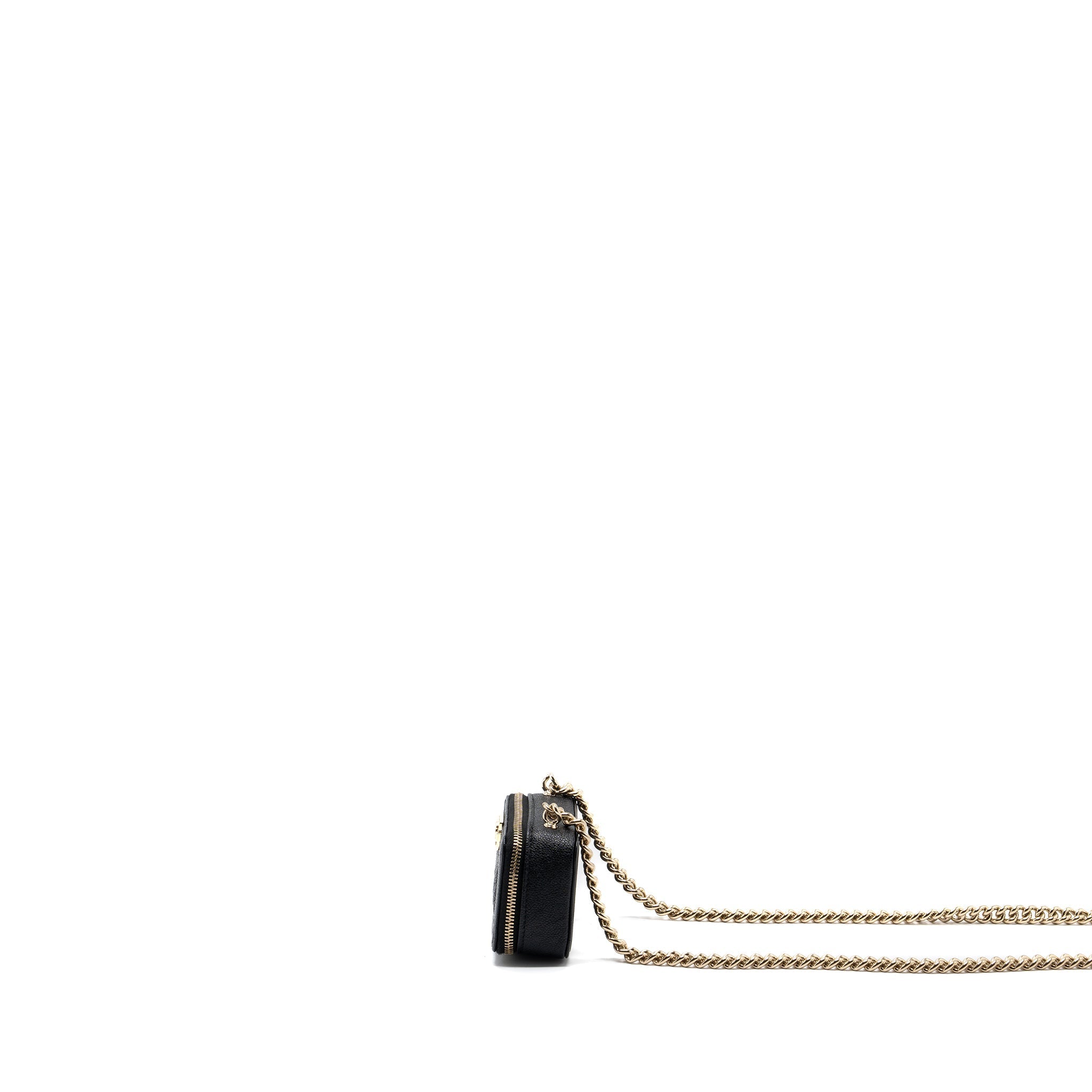 Chanel boy zipper card holder with chain caviar black L