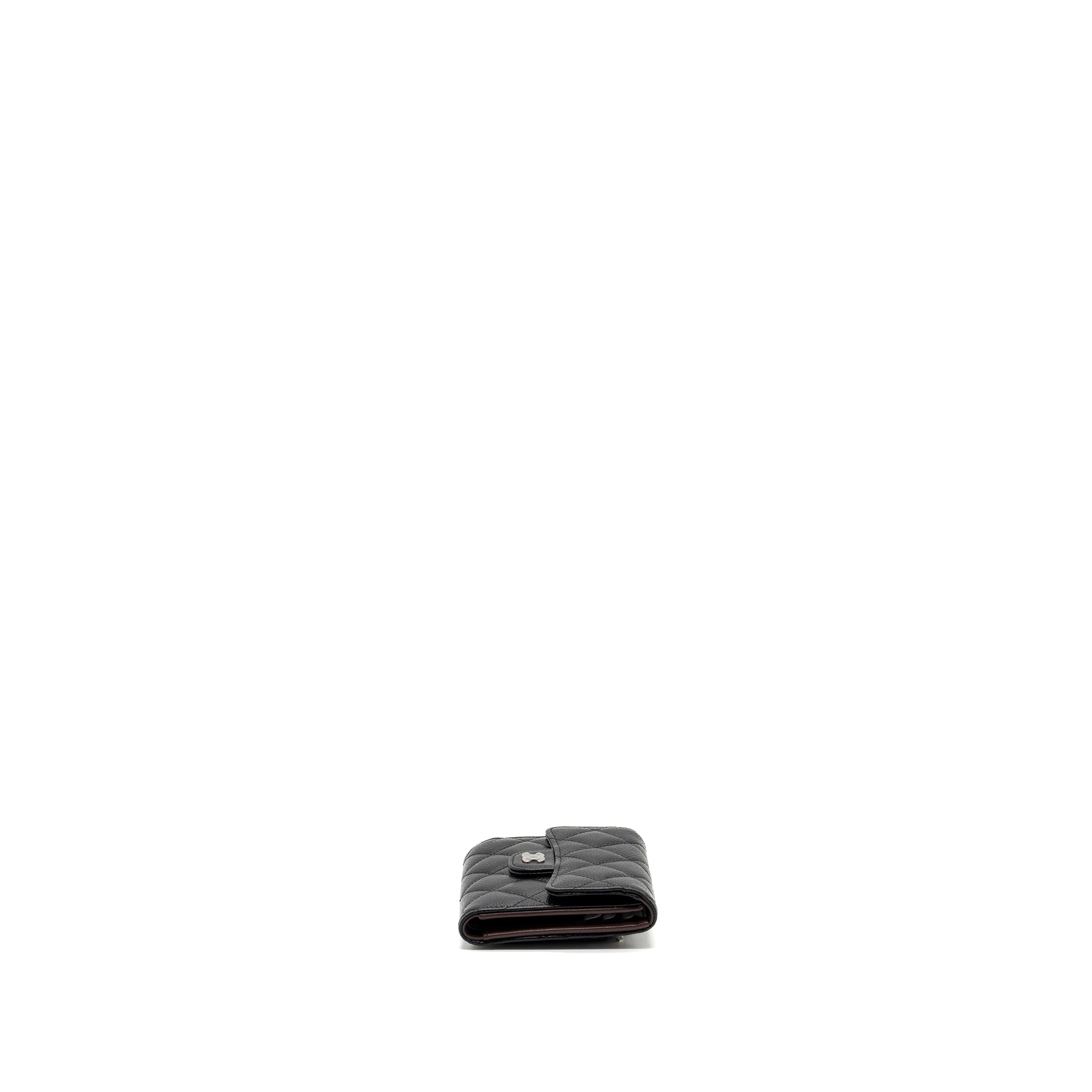 Chanel Classic Compact Wallet Caviar Black  (Microchip)
