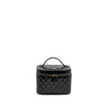 Chanel top handle vanity case patent black L