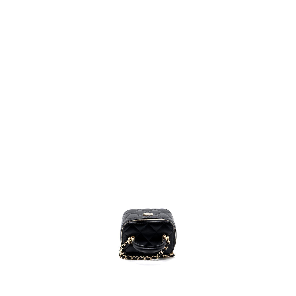 Chanel Top Handle Mini Vanity Case with chains Lambskin Black L