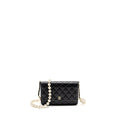 Chanel Wallet On Chain with Pearl Chain Lambskin Black L (Microchip)
