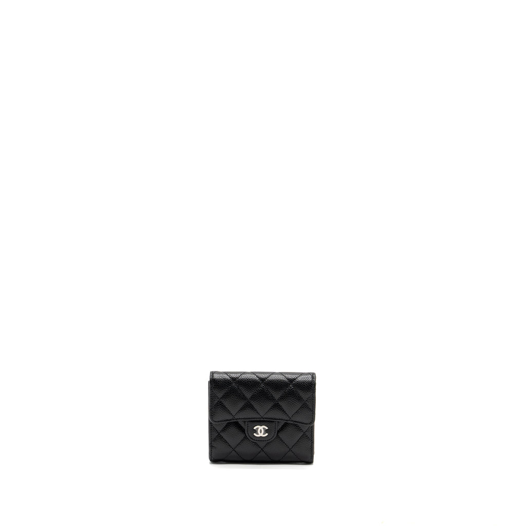 Chanel Classic Compact Wallet Caviar Black  (Microchip)