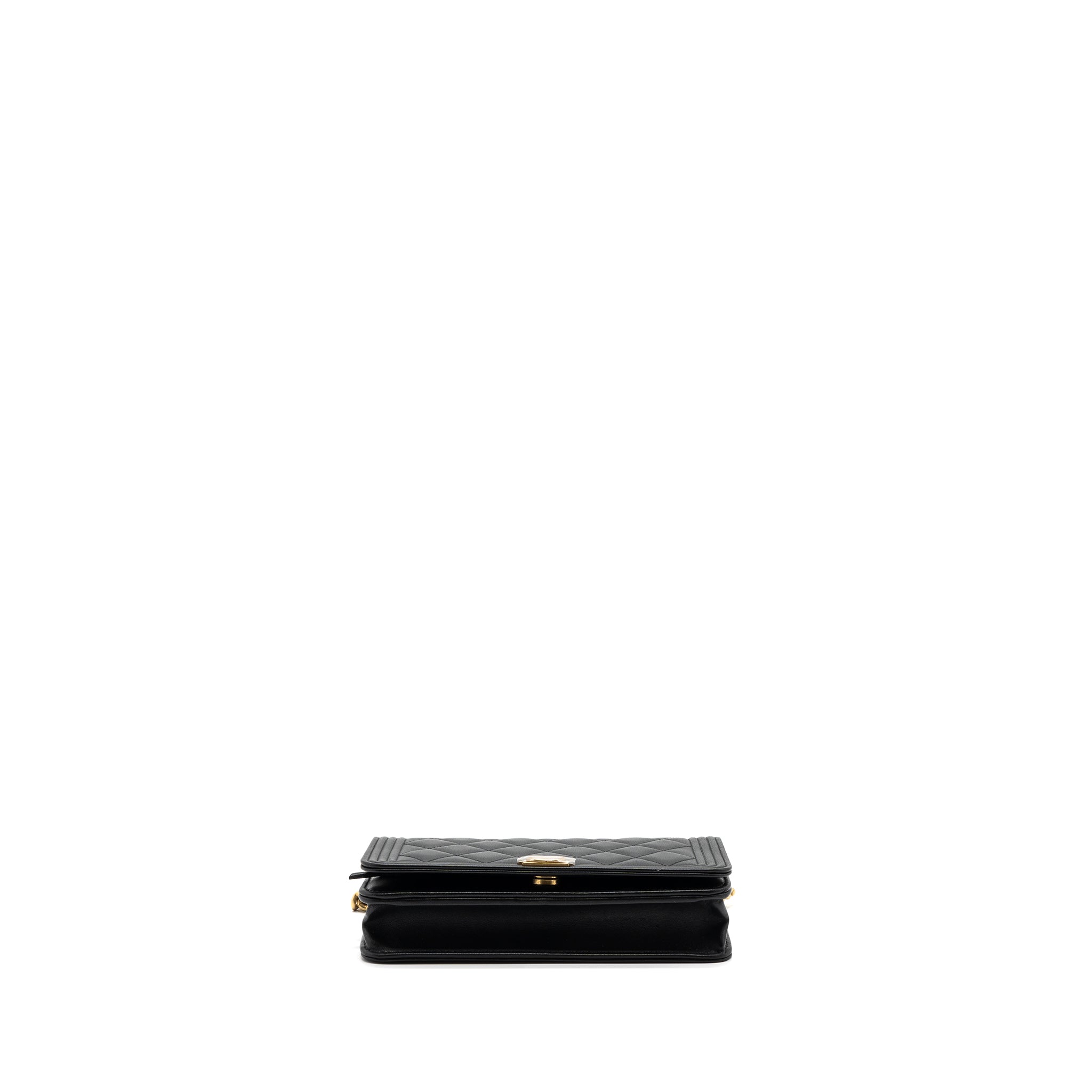 Chanel Boy Wallet On Chain Lambskin Black (Microchip)