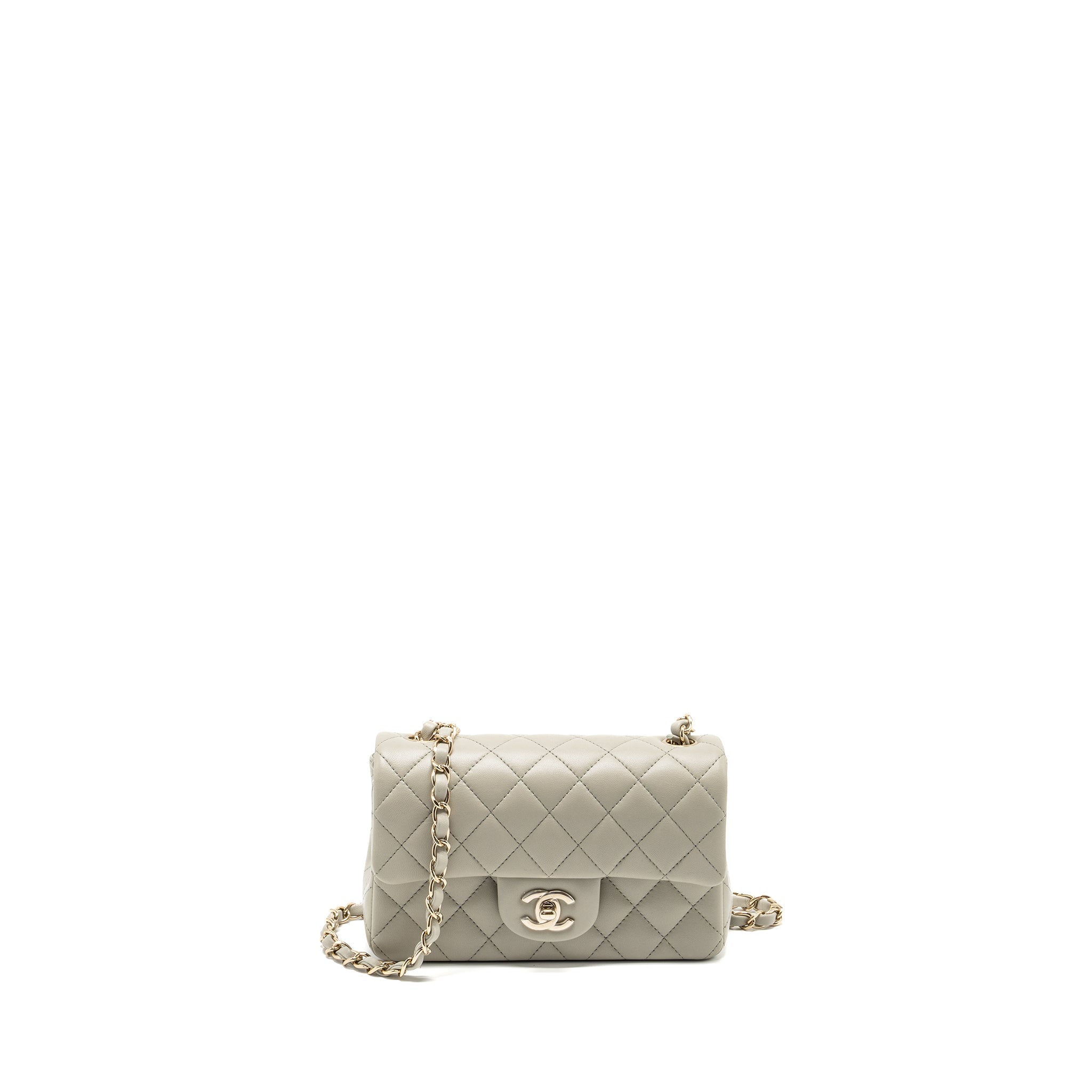 Chanel 22C mini rectangular flap bag lambskin grey L (microchip)
