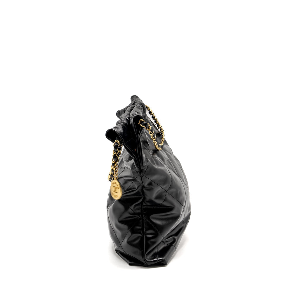 Chanel Medium 22 Bag Shiny Calfskin Black  (microchip)