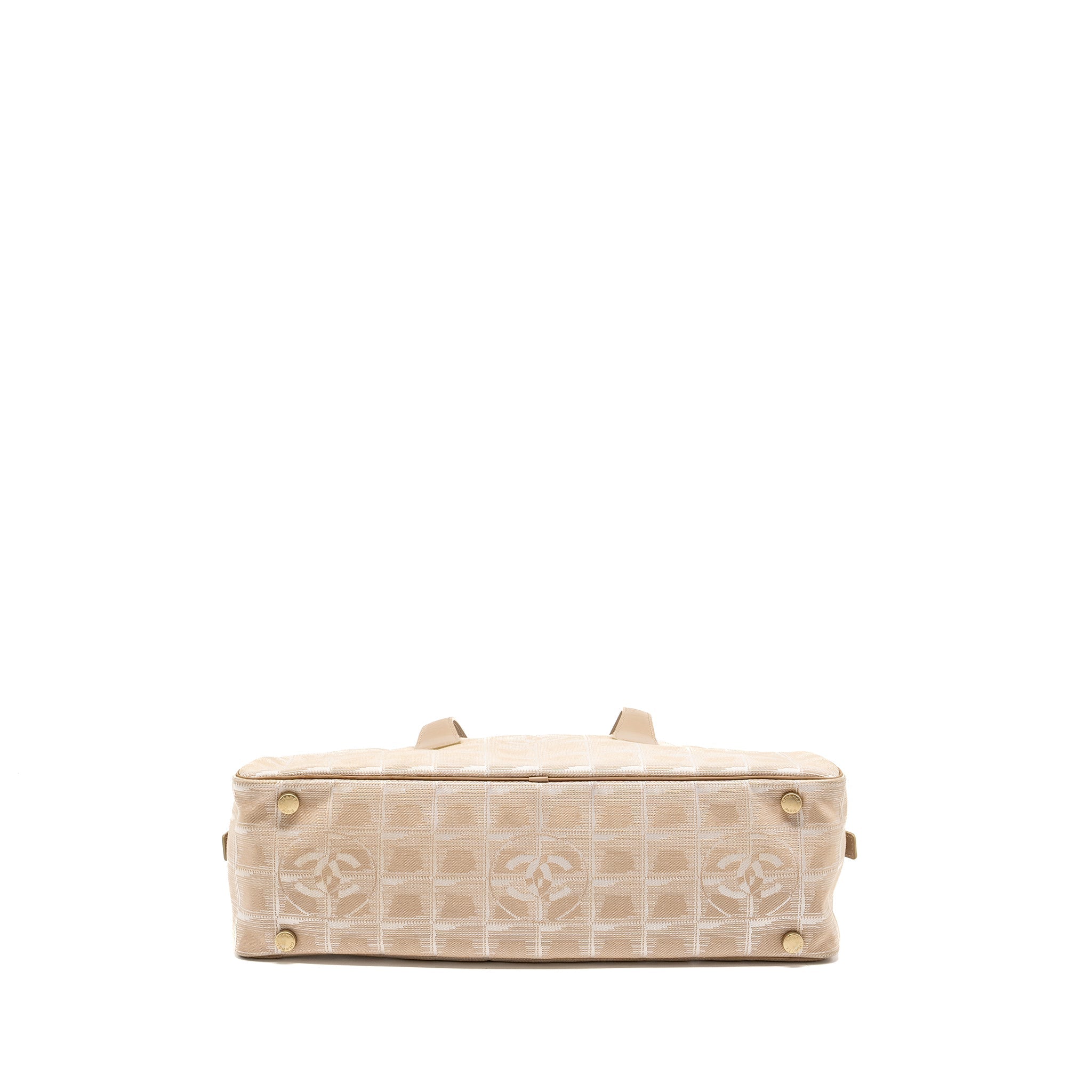 Chanel Vintage Travel Line Bowler Bag Canvas/Leather Beige