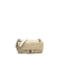 Chanel quilted flap shoulder bag caviar light beige ruthenium